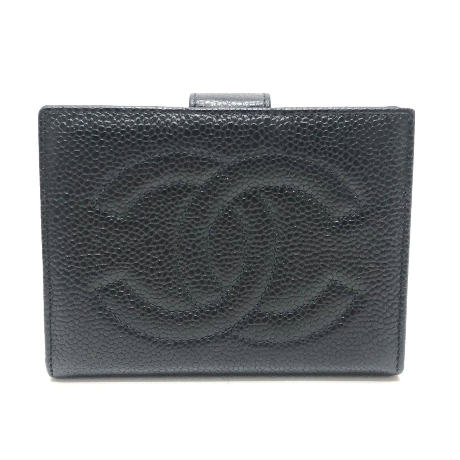 Chanel Long Wallet (Bi-Fold) Grained Calfskin: Chanel Long Wallet (Bi-Fold) Grained Calfskin Black Grained Calfskin Long Wallet (Bi-Fold) from Chanel, crafted from high-quality material with a classic bi-fold design, measuring 9.5cm x 12cm x