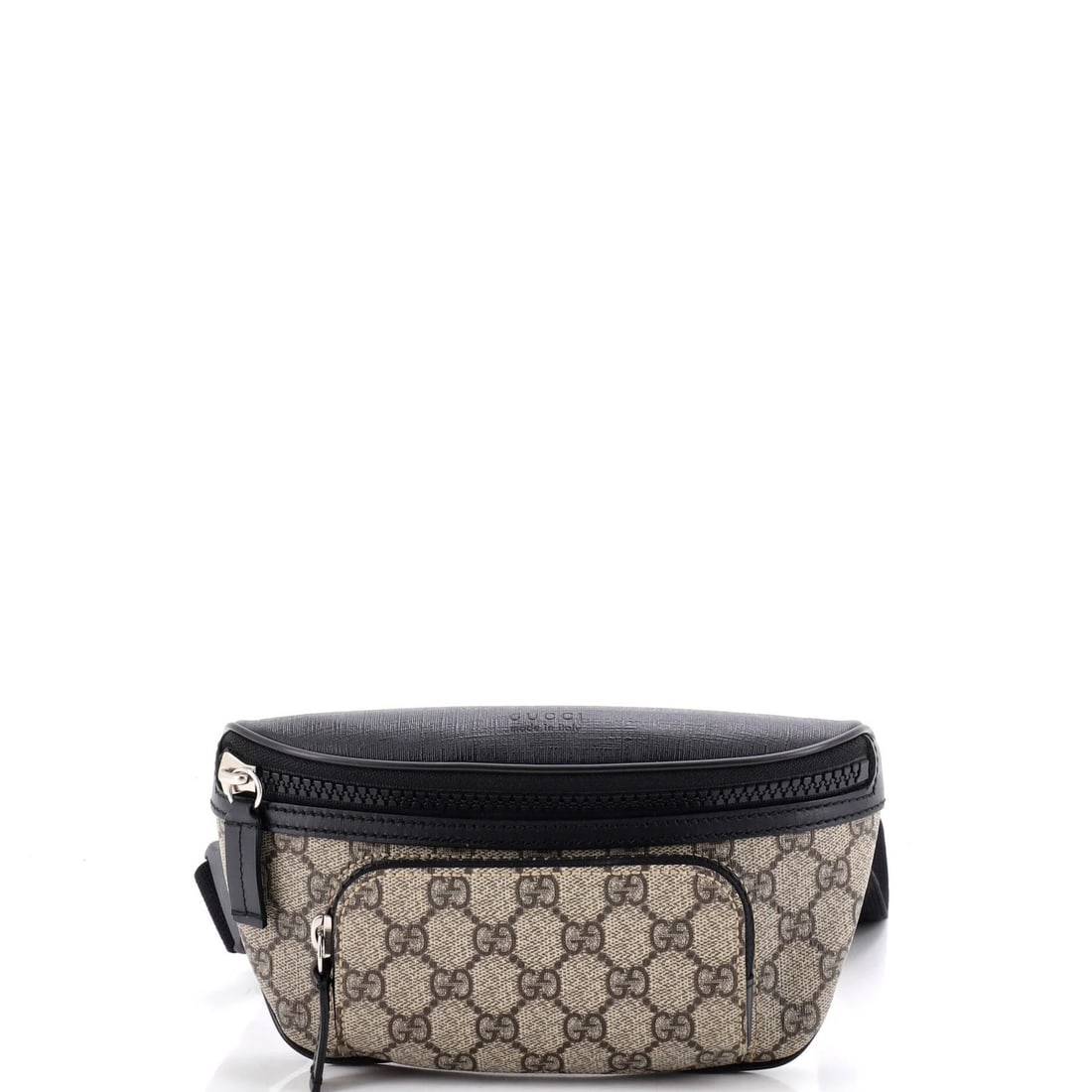Gucci Medium Canvas Bag Waist Coated GG Eden: Gucci Medium Canvas Bag Waist Coated GG Eden Black Gucci Medium Canvas Bag Waist Coated GG Eden features a canvas coated leather exterior with a neutral microfiber interior. The bag boasts a classic b