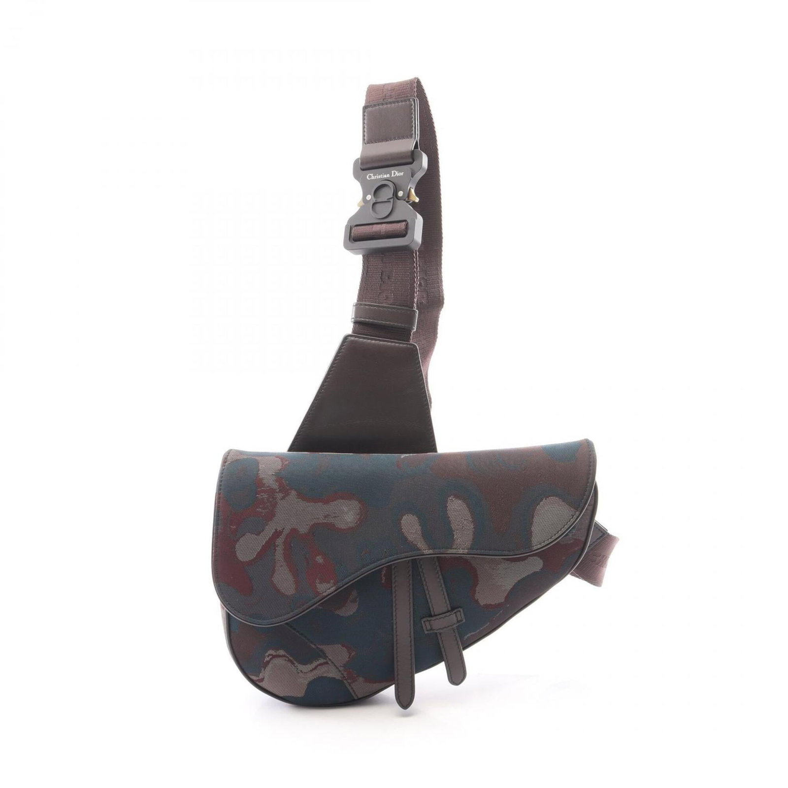 Christian Dior Handbag Saddle Bag Canvas Leather Fanny Pack: Christian Dior Handbag Saddle Bag Canvas Leather Fanny Pack Brown canvas and leather saddle bag fanny pack from Christian Dior, featuring a unique multi-color design. This stylish accessory measures