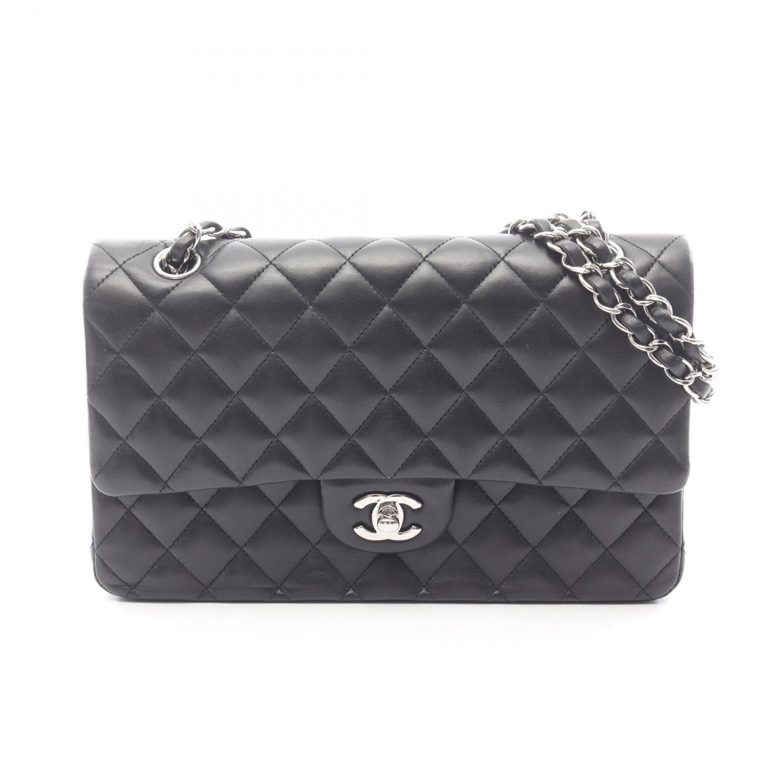 Shoulder Bag Leather Handbag Chanel: Shoulder Bag Leather Handbag Chanel Leather shoulder bag from Chanel, made from lambskin, features a sleek black design. With dimensions of 16cm x 25cm x 6.5cm, this handbag is a stylish accessory for