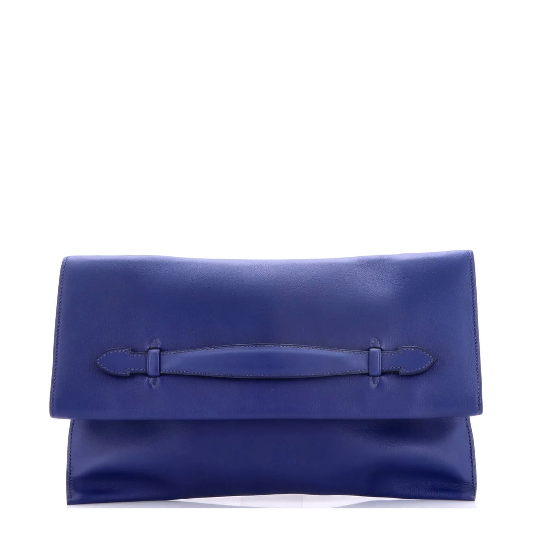 Swift Hermes Pliplat Clutch: Swift Hermes Pliplat Clutch The Swift Hermes Pliplat Clutch boasts a stunning blue exterior with minor creases and scuffs, showcasing its exceptional condition. This sleek and sophisticated clutch