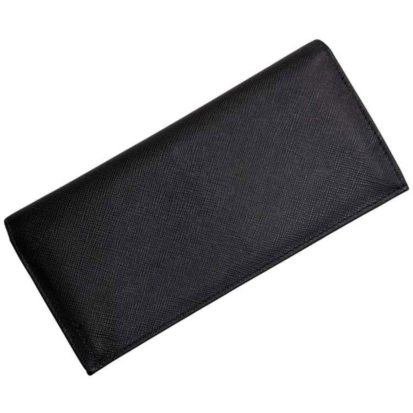 Prada Long Wallet (Bi-Fold) Saffiano: Prada Long Wallet (Bi-Fold) Saffiano Saffiano leather construction provides durability and resistance to wear. The bi-fold design allows for easy organization and accessibility. Black color adds a