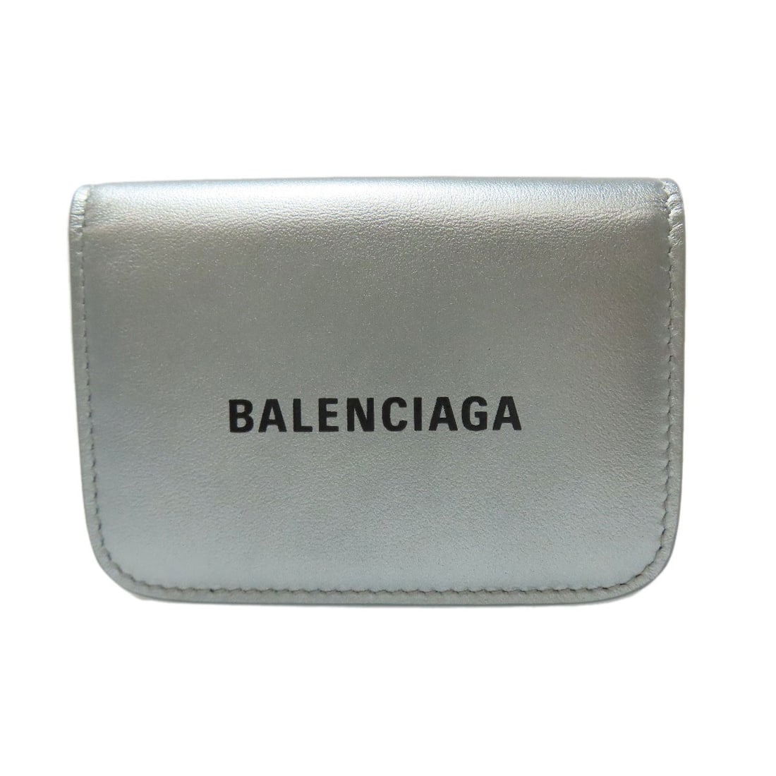 Balenciaga Logo Tri-Fold Wallet Mini Wallet Bifold Wallet With Coin Pocket: Balenciaga Logo Tri-Fold Wallet Mini Wallet Bifold Wallet With Coin Pocket Silver Bifold Wallet with Coin Pocket from Balenciaga. This mini wallet features a sleek tri-fold design and a coin pocket