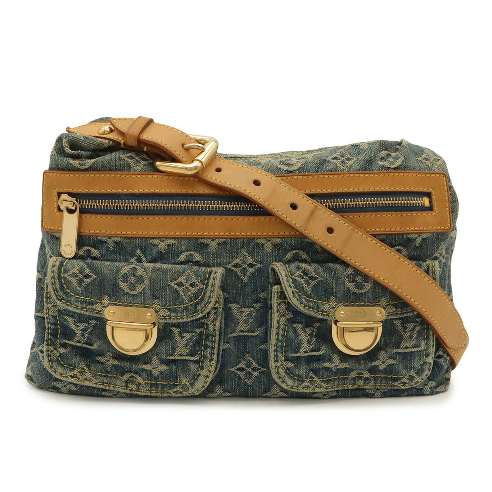 Vuitton Louis Denim Monogram Shoulder Bag: Vuitton Louis Denim Monogram Shoulder Bag This Louis Vuitton Louis Denim Monogram Shoulder Bag boasts a unique blend of style and functionality, featuring the iconic monogram denim pattern in a