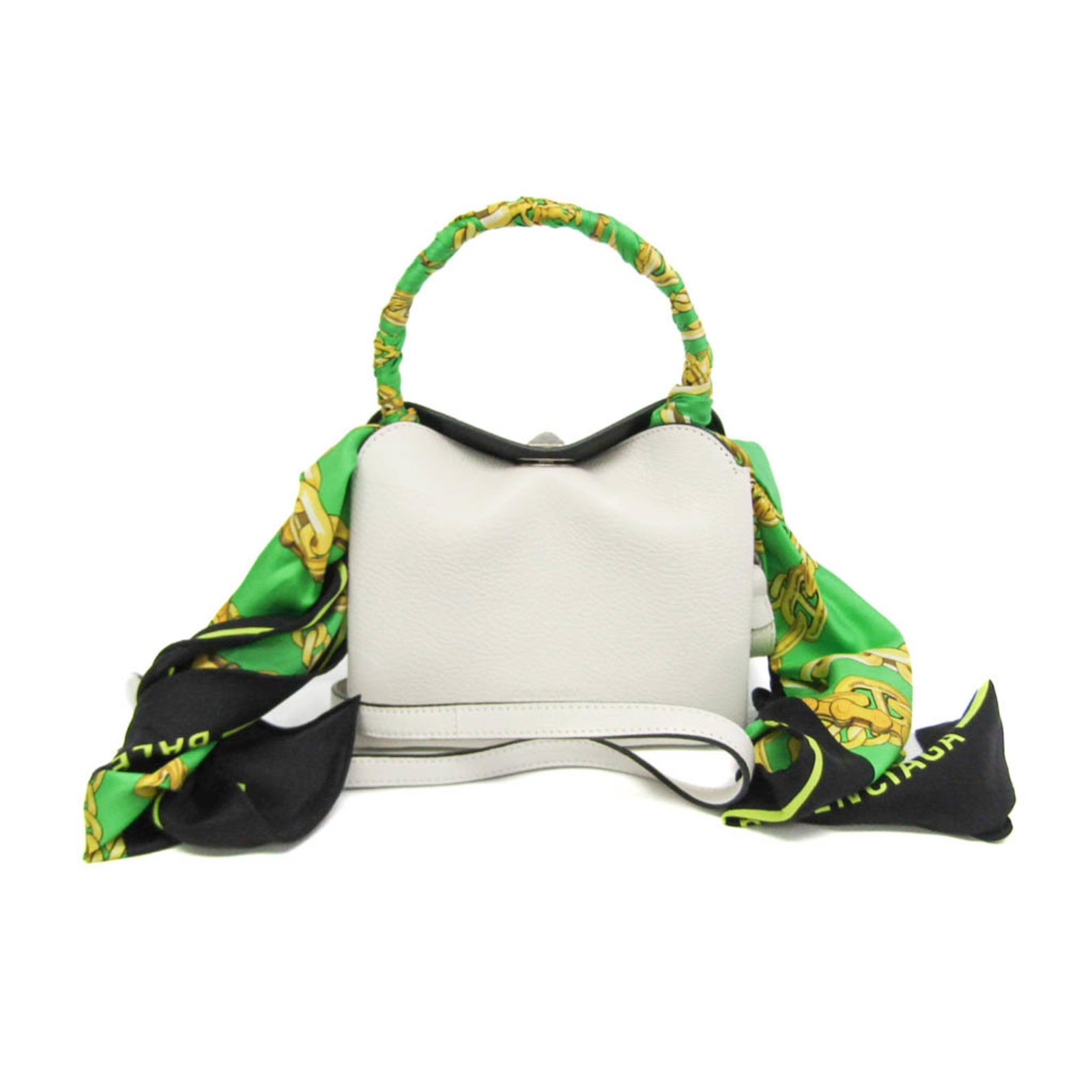Balenciaga Handbag Shoulder Bag Leather: Balenciaga Handbag Shoulder Bag Leather White leather Balenciaga shoulder bag with a sleek 16cm x 18cm x 5cm size and total weight of 490g. Made from high-quality leather, this stylish bag is a great
