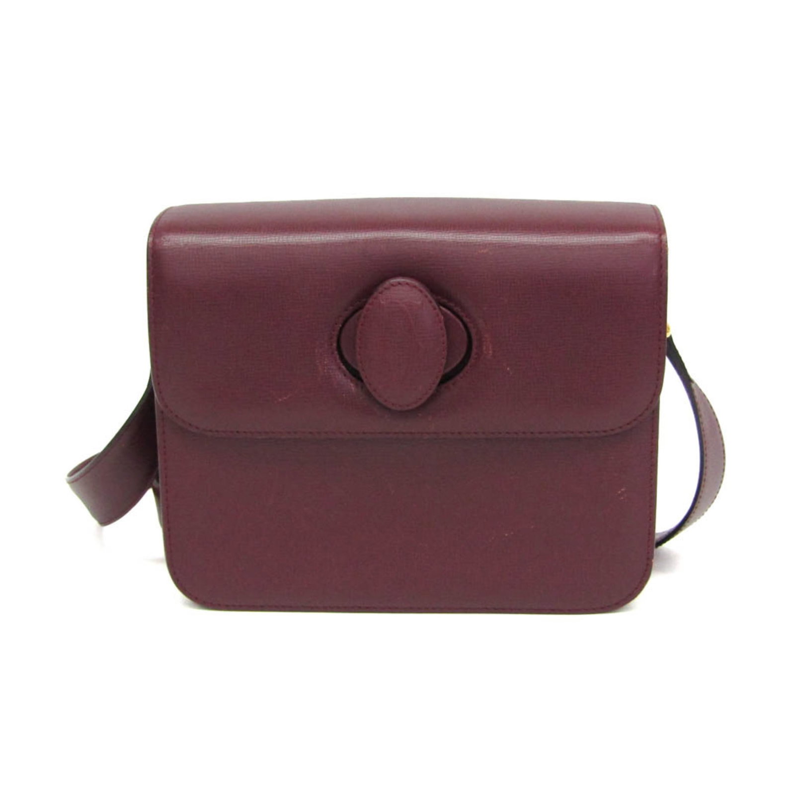 Shoulder Bag Cartier Leather: Shoulder Bag Cartier Leather Cartier Leather Shoulder Bag - Exquisite Bordeaux Color. This elegant shoulder bag features a luxurious Bordeaux leather exterior, adorned with a turn lock closure and