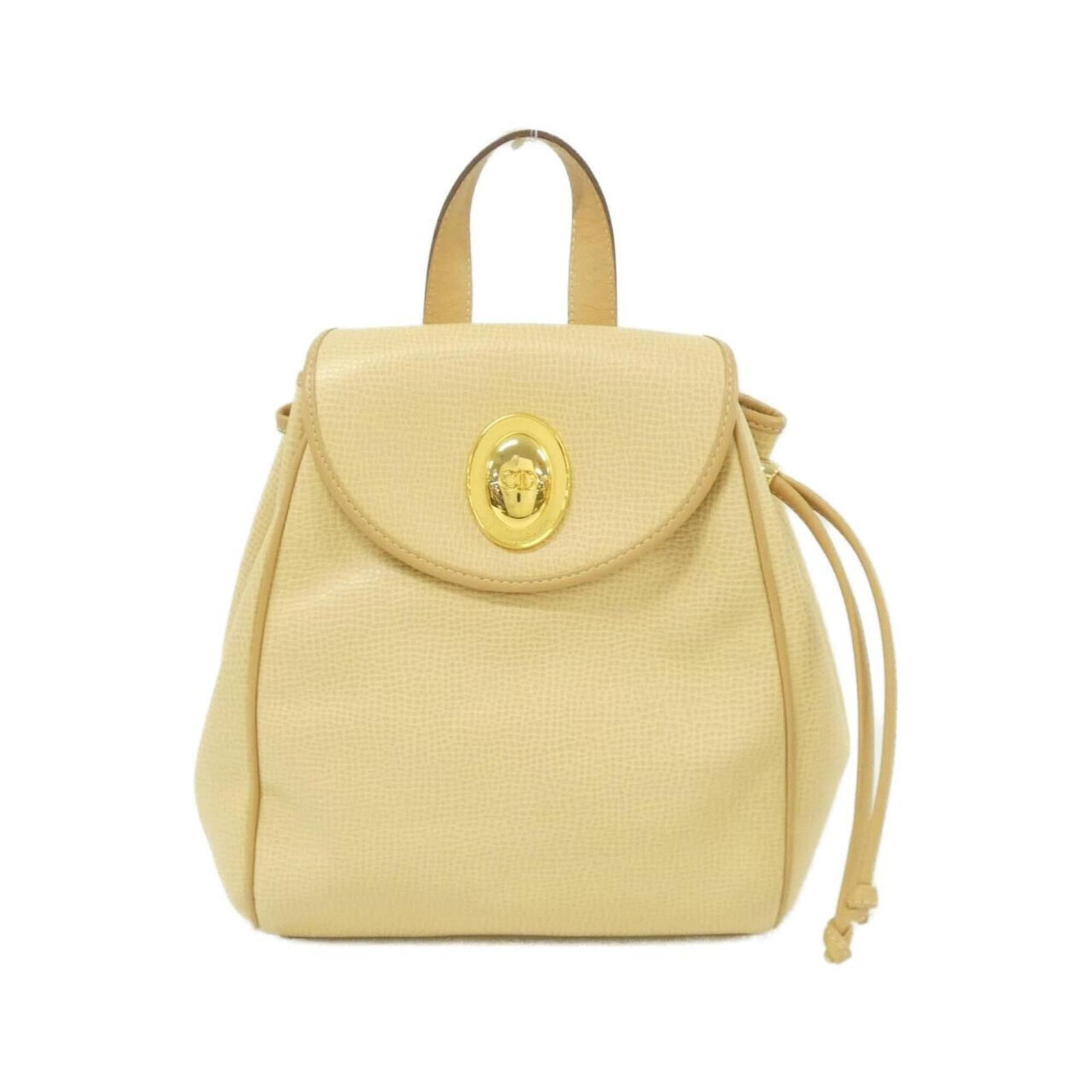 Christian Dior Leather Backpack: Christian Dior Leather Backpack Leather backpack from Christian Dior, featuring a classic design with a beige color and gold hardware. The backpack measures 27cm x 22cm x 9cm and is made from