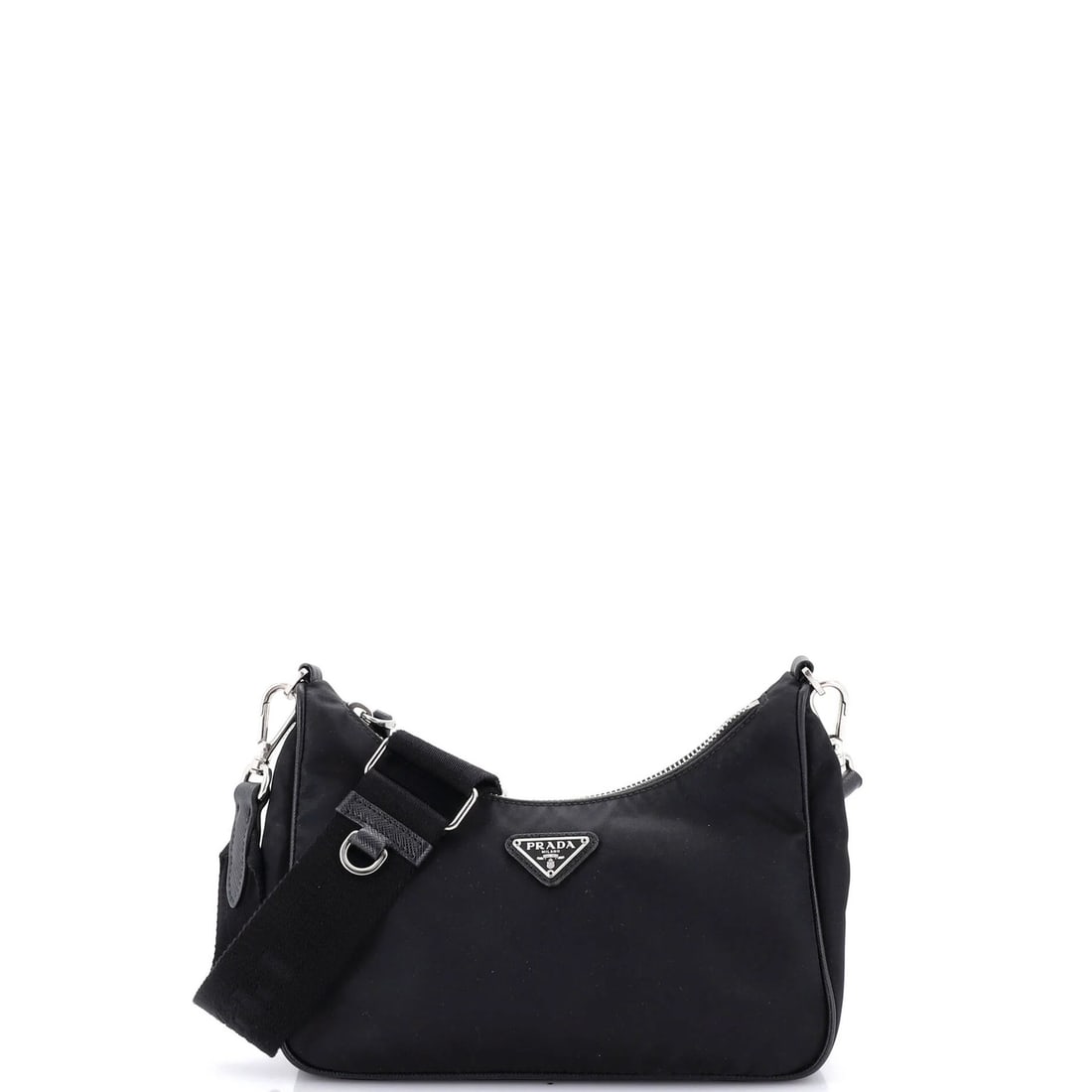 Re Edition Small Prada 2005 Bag Tessuto Shoulder: Re Edition Small Prada 2005 Bag Tessuto Shoulder Small Re Edition 2005 Prada Tessuto Shoulder Bag in Black Nylon. This cross-body bag features a sleek design with a 10.5" handle drop and 13-23"