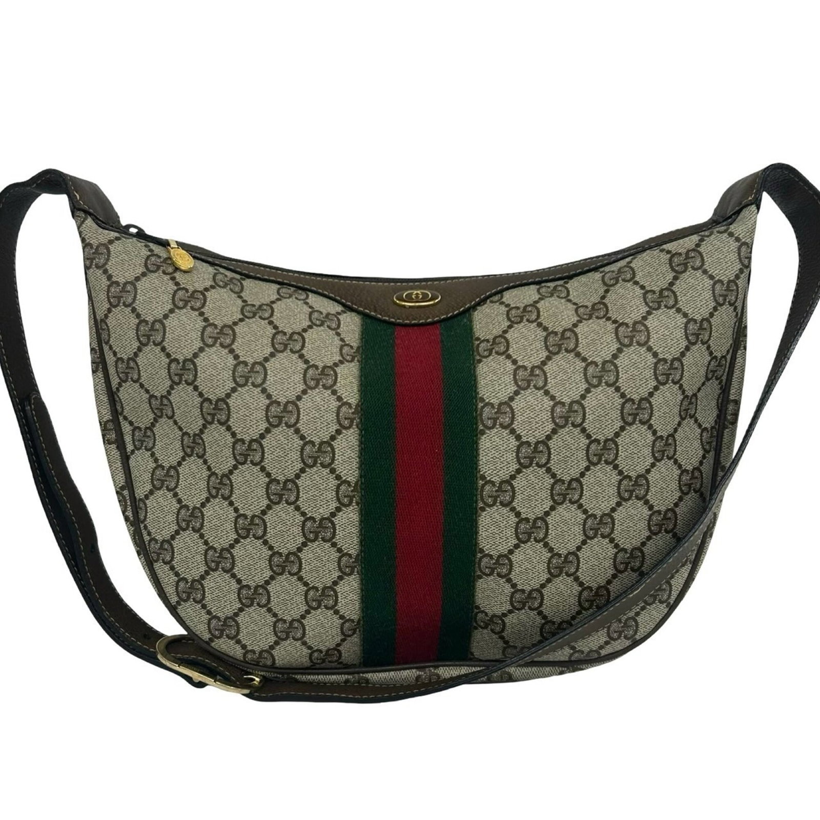 Shoulder Bag Leather Pvc Gucci: Shoulder Bag Leather Pvc Gucci The Gucci shoulder bag is a stylish and versatile accessory, featuring a combination of high-quality leather and PVC materials in a rich brown, green, and red color