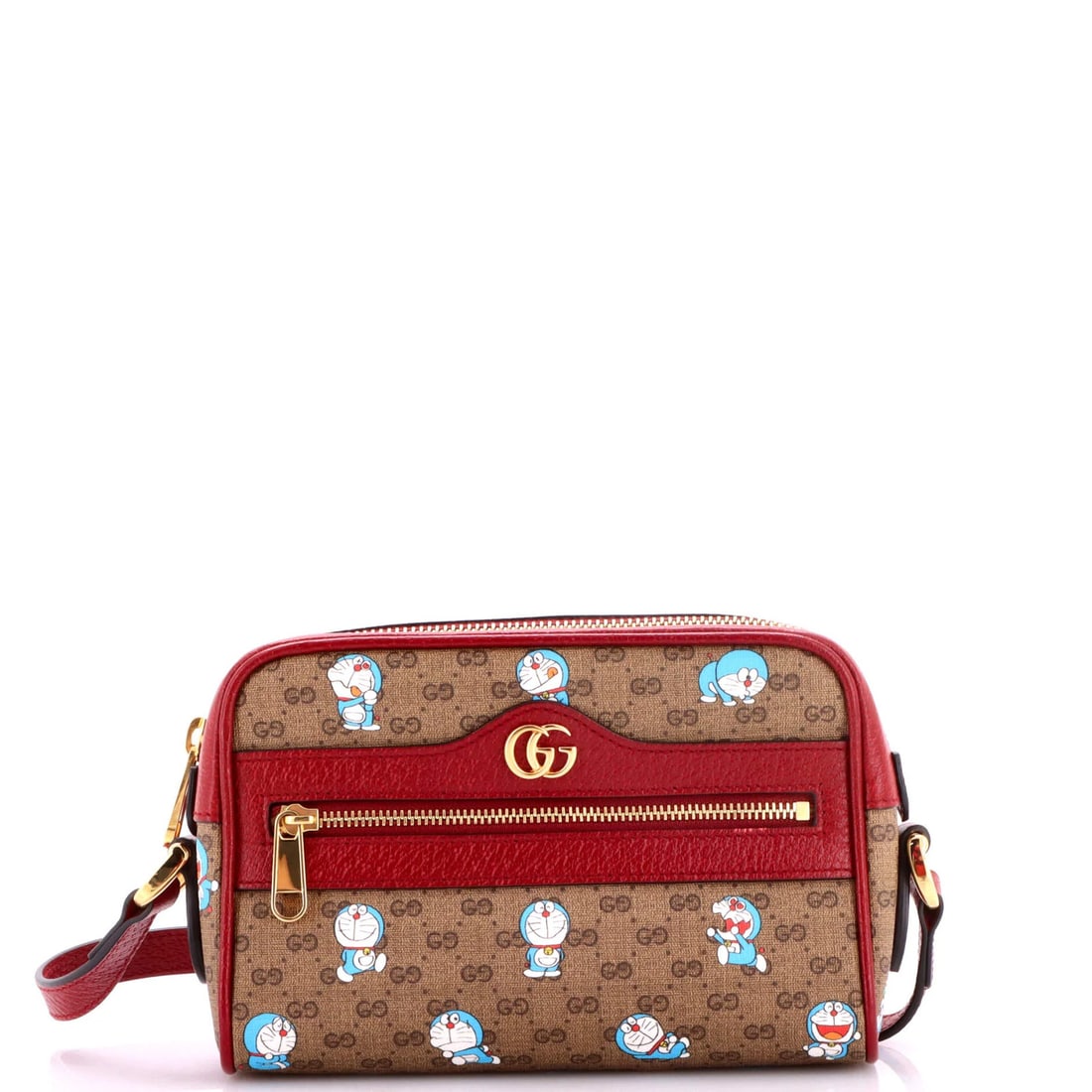 Crossbody Bag Doraemon Coated Mini GG Printed Canvas: Crossbody Bag Doraemon Coated Mini GG Printed Canvas The Gucci Doraemon Crossbody Bag is a stylish mini canvas bag with a printed Mini GG design, coated in a durable canvas material. Measuring just 5"