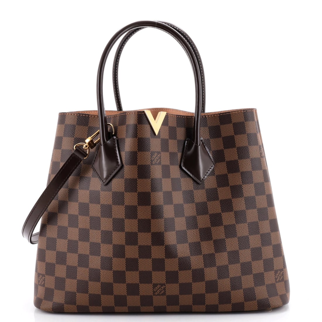 Damier Handbag Vuitton Louis Kensington: Damier Handbag Vuitton Louis Kensington Damier Handbag Vuitton Louis Kensington is a classic tote with a timeless design, featuring a canvas-coated exterior in brown and a neutral microfiber