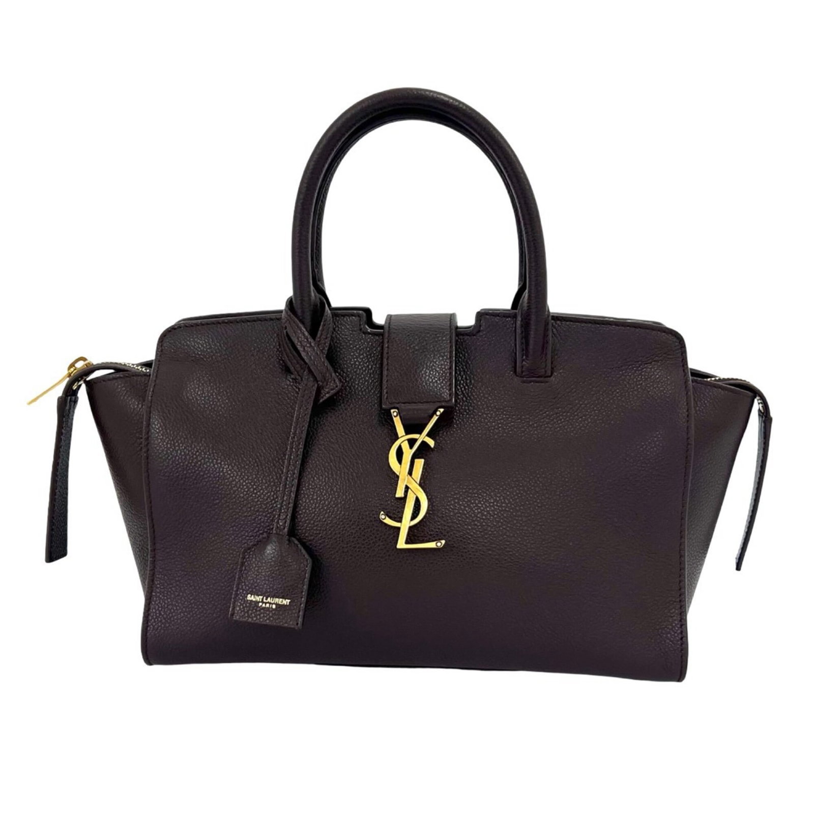 Handbag Saint Laurent Leather: Handbag Saint Laurent Leather This Saint Laurent leather handbag boasts a rich brown color and a classic design. Measuring 18cm x 33.5cm x 12cm, it features a stylish combination of leather material