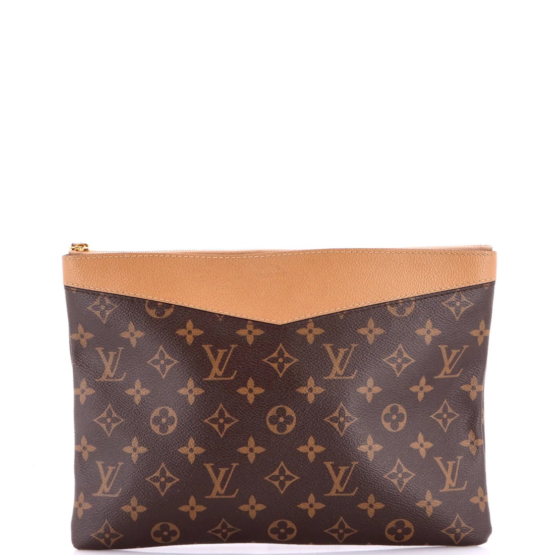 Louis Vuitton Monogram Canvas Pouch Daily: Louis Vuitton Monogram Canvas Pouch Daily Brown Louis Vuitton Monogram Canvas Pouch Daily with Gold Hardware, featuring a classic design and timeless style. This canvas coated pouch boasts a signature