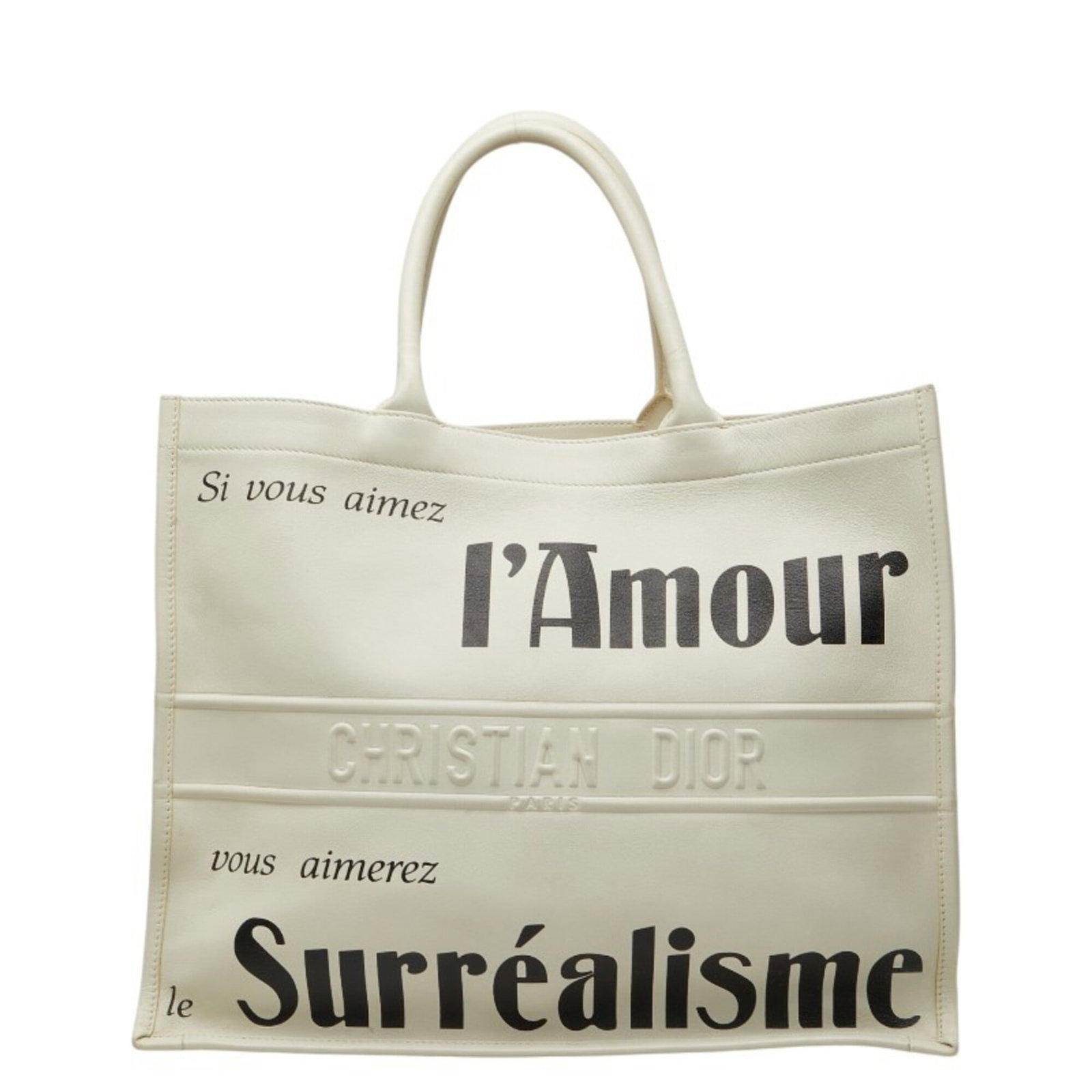 Handbag Leather Christian Dior Tote Bag: Handbag Leather Christian Dior Tote Bag Black and White Leather Christian Dior Tote Bag, 34cm x 41.5cm x 18cm. This sleek and stylish tote bag is crafted from high-quality leather, featuring a