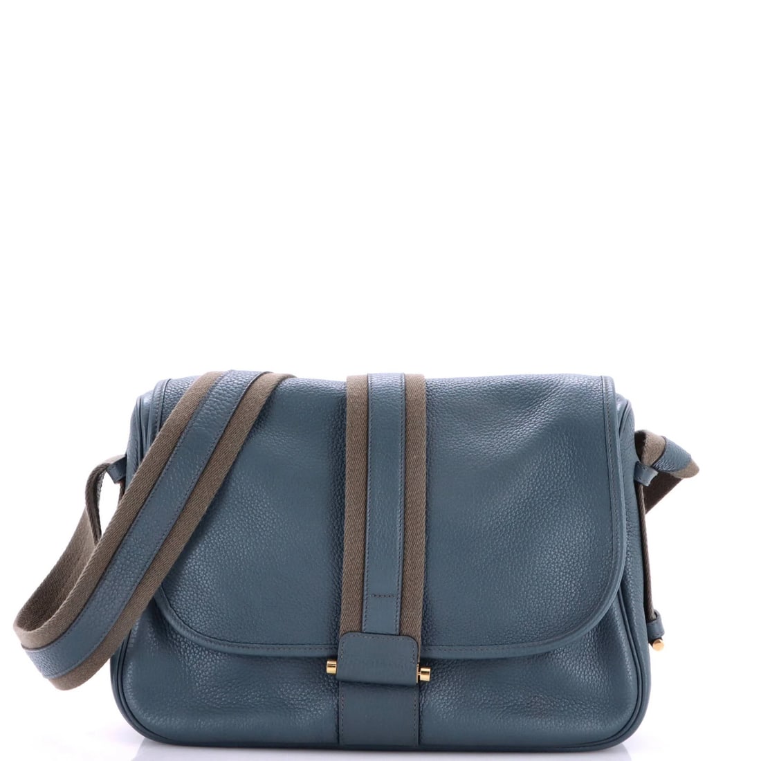 Messenger Bag Clemence Hermes: Messenger Bag Clemence Hermes The Bourlingue Messenger Bag Clemence from Hermes boasts a striking blue leather exterior with heavy corner wear, scuffs, and creases, adding a touch of worn elegance to