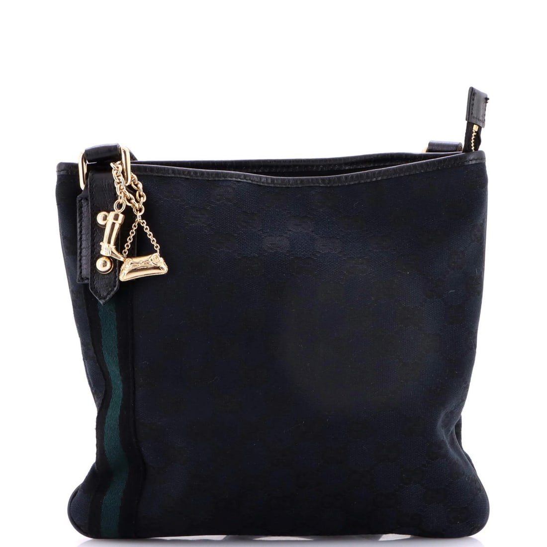 GG Canvas Gucci Jolicoeur Messenger: GG Canvas Gucci Jolicoeur Messenger Black GG Canvas Gucci Jolicoeur Messenger Bag with Gold Tone Hardware, featuring a classic cross body design and heavy canvas exterior with minor edge wear and