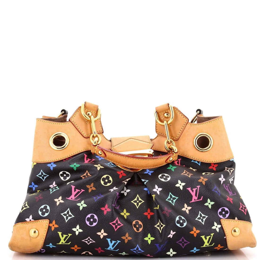 Monogram Handbag Multicolor Louis Vuitton Ursula: Monogram Handbag Multicolor Louis Vuitton Ursula Black Monogram Multicolor Louis Vuitton Ursula Handbag with canvas coated exterior, featuring a neutral microfiber interior and gold hardware. Water ma