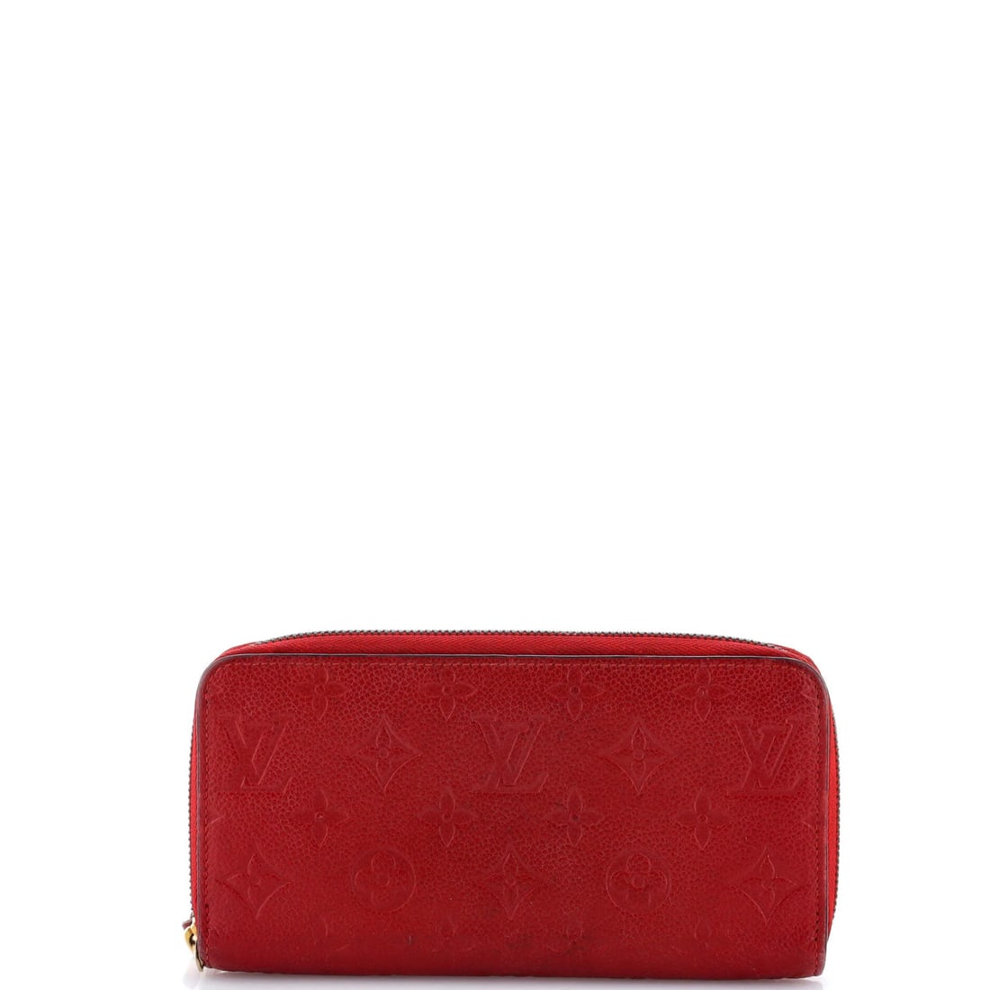 Monogram Empreinte Leather Wallet Zippy Louis Vuitton: Monogram Empreinte Leather Wallet Zippy Louis Vuitton Red Monogram Empreinte Leather Zippy Wallet from Louis Vuitton features a classic design with a bold red exterior and gold hardware. The interior 