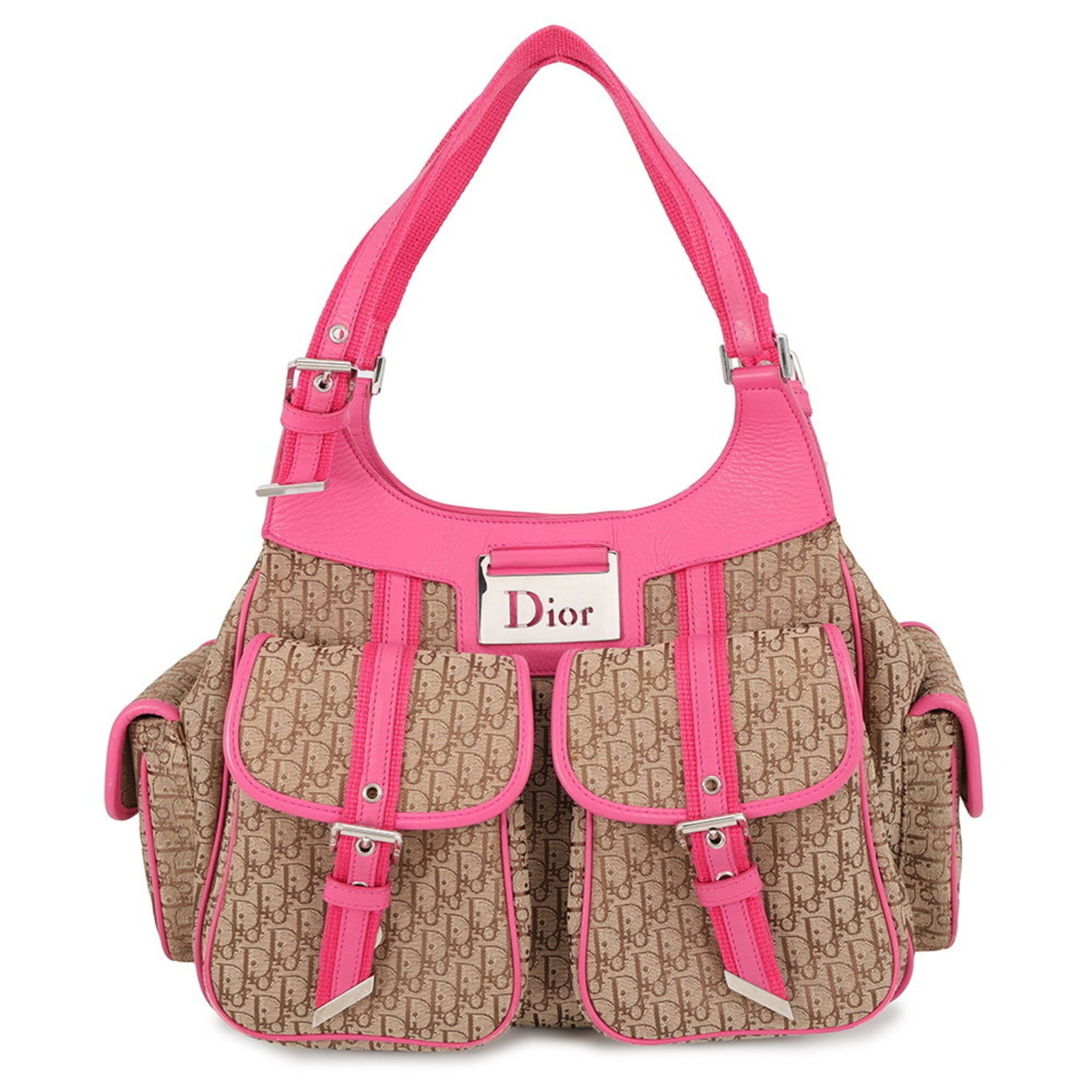 Canvas Leather Dior Handbag Tote Christian: Canvas Leather Dior Handbag Tote Christian Canvas Leather Dior Handbag Tote Christian - A stylish and versatile tote bag from Christian Dior, crafted from canvas and leather in a rich brown and pink