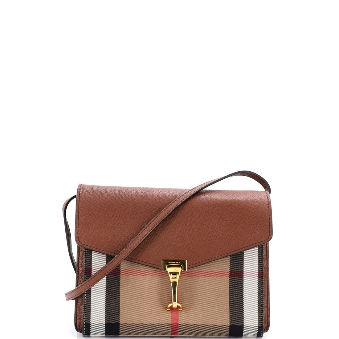 Macken Crossbody Bag Leather Small House Check Canvas Burberry: Macken Crossbody Bag Leather Small House Check Canvas Burberry The Burberry Macken Crossbody Bag is a stylish small leather bag with a rich brown exterior and suede purple interior. Featuring a