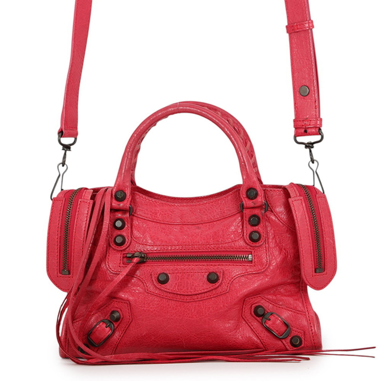 Handbag Leather Balenciaga: Handbag Leather Balenciaga Balenciaga Country of Origin: Italy, this handbag is made from high-quality leather and features a striking bronze and red color combination. The bronze and red color