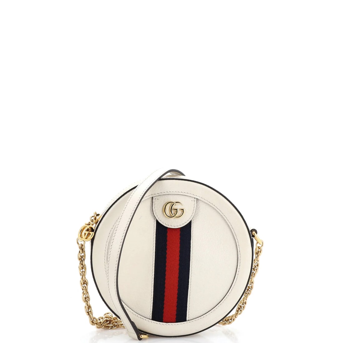 Gucci Ophidia Round Shoulder Bag Leather Mini: Gucci Ophidia Round Shoulder Bag Leather Mini Gucci's Ophidia Round Shoulder Bag Leather Mini is a neutral-toned, mini cross-body bag made from high-quality leather. Measuring 7" in height, 7.5" in