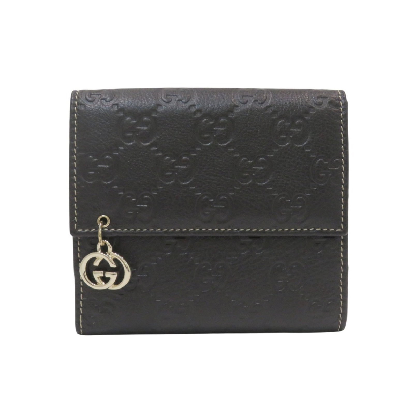 Gucci Wallet (Bi-Fold) Leather: Gucci Wallet (Bi-Fold) Leather Black bi-fold leather wallet from Gucci, measuring 11.5cm x 12cm x 2.5cm. This sleek wallet features high-quality leather construction and a classic design. Item