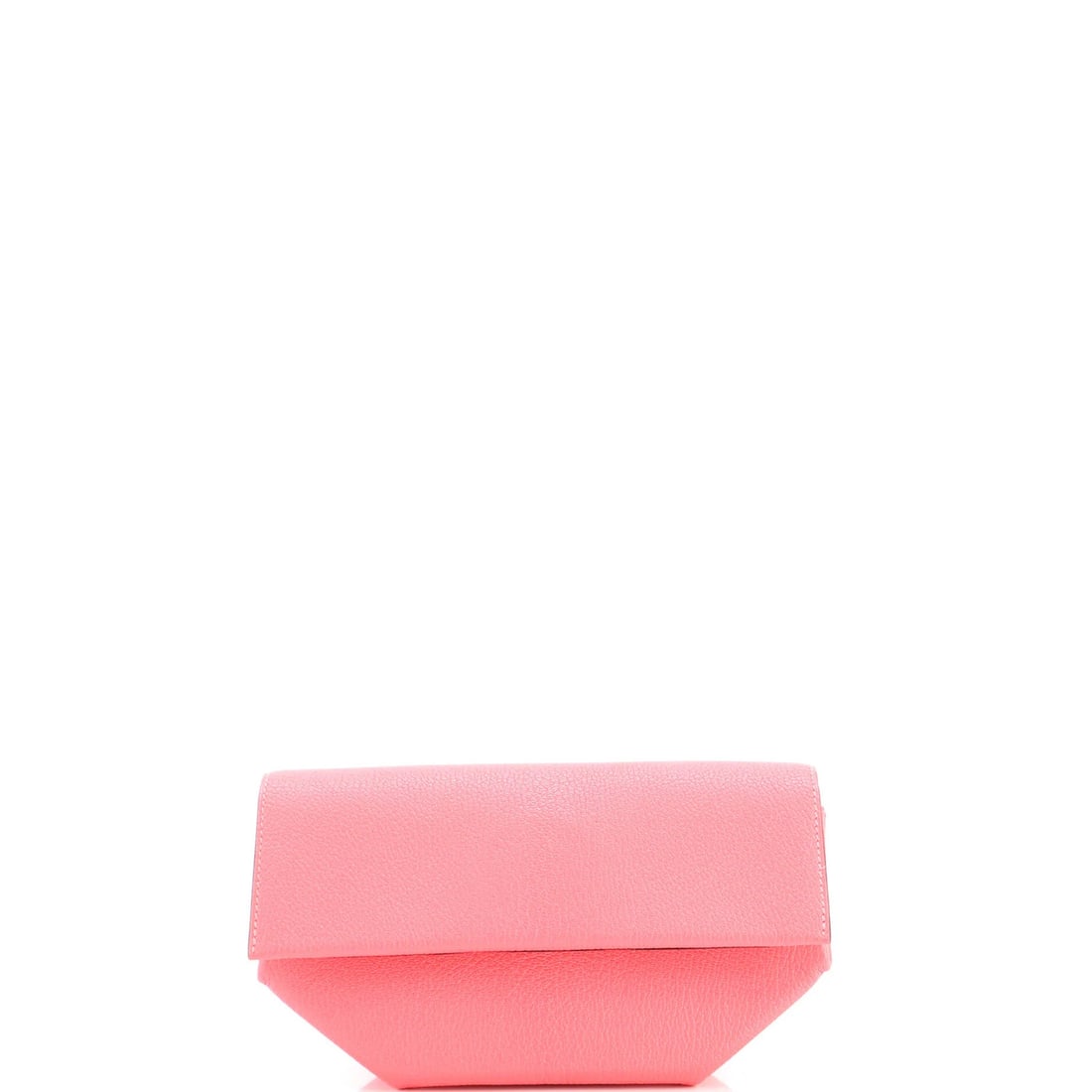 Hermes Opli Leather Clutch: Hermes Opli Leather Clutch Pink Opli Clutch by Hermes, a stylish and elegant design featuring a soft pink leather exterior and matching interior. Measuring 5" in height, 8.5" in width, and 3" in