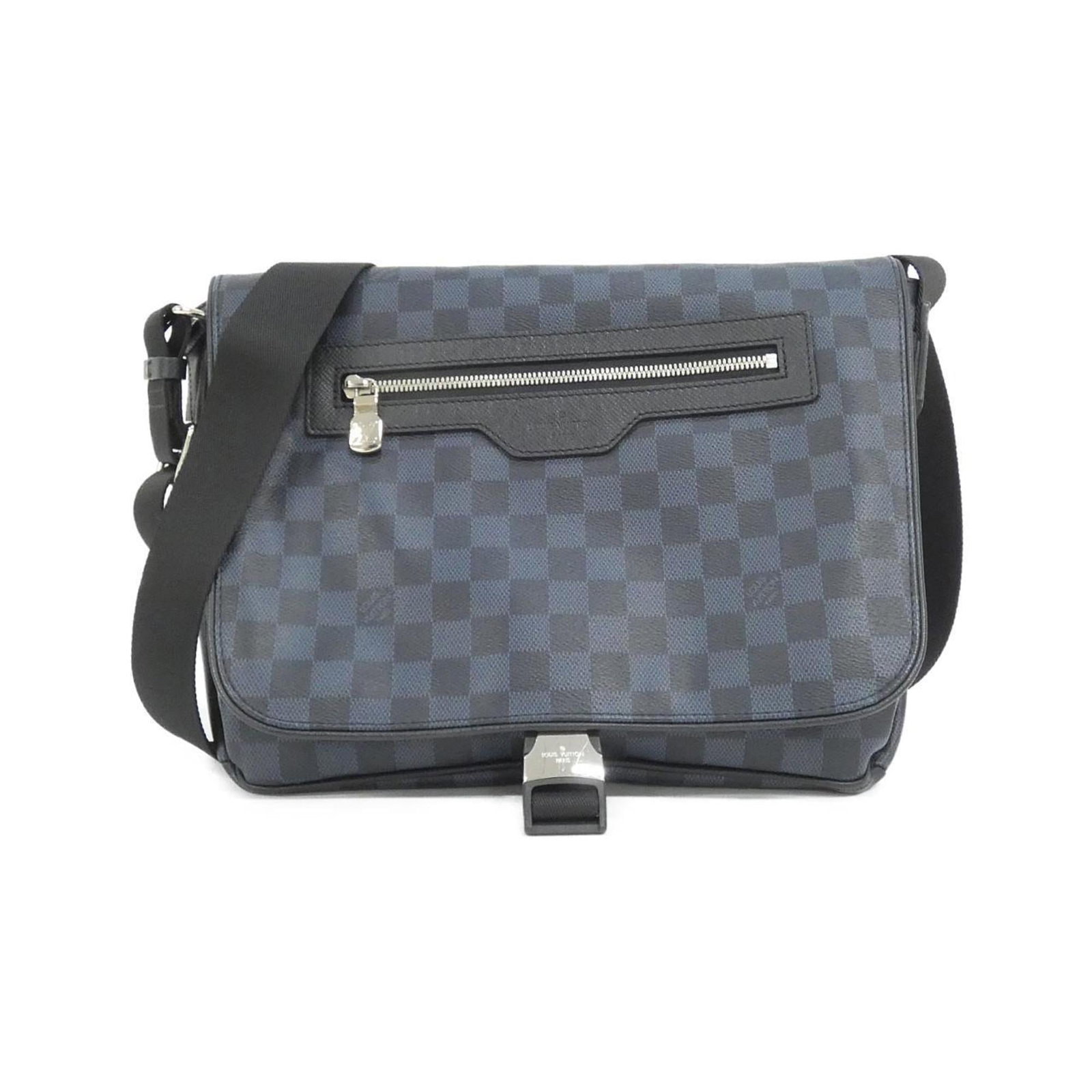 Canvas Coated Louis Vuitton Bag Shoulder: Canvas Coated Louis Vuitton Bag Shoulder This Louis Vuitton MPN N40010 shoulder bag features a coated canvas material and a classic design, with a black and cobalt color scheme and silver hardware. Th