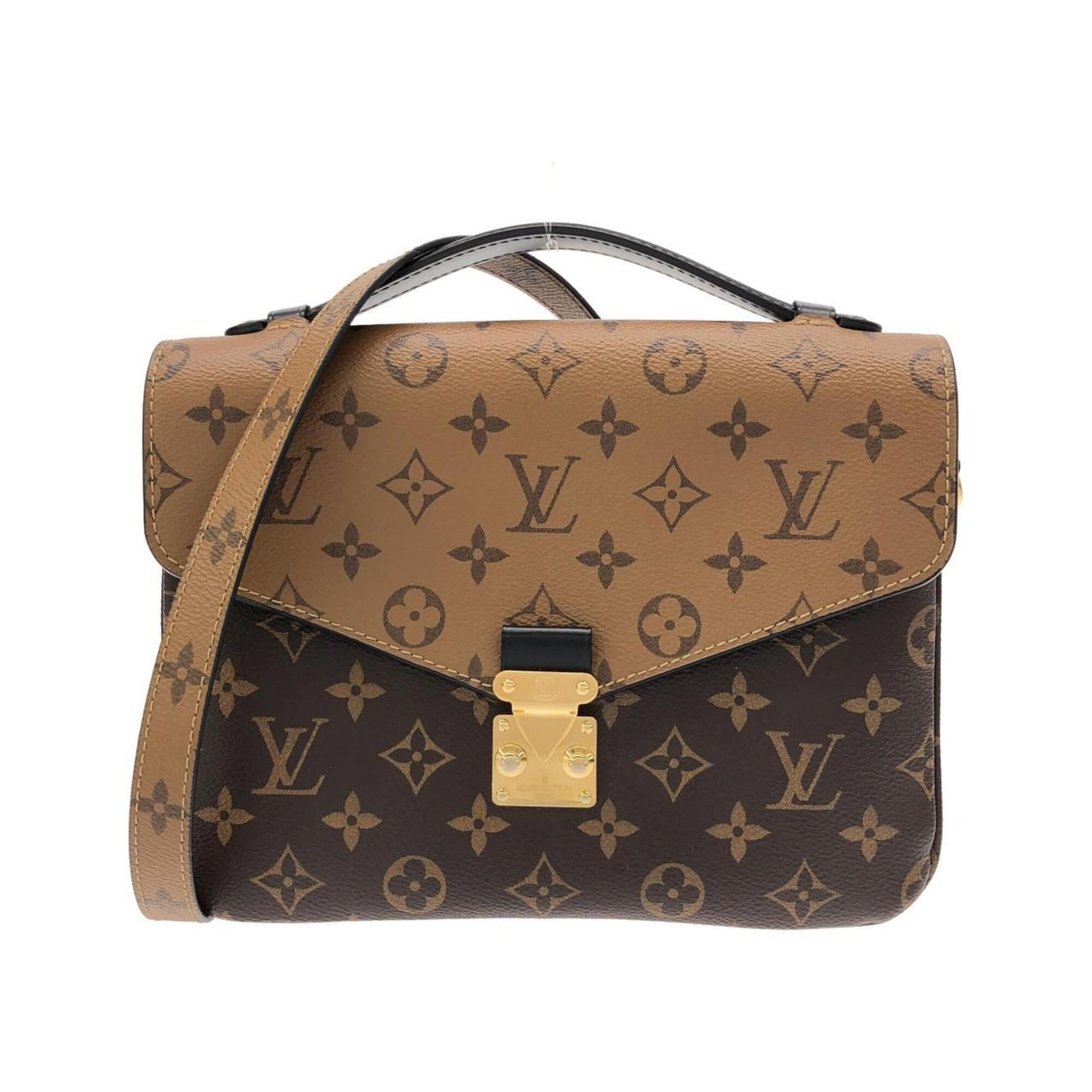 Handbag Pochette Coated Canvas Vuitton Louis: Handbag Pochette Coated Canvas Vuitton Louis Coated canvas construction and a signature make this Louis Vuitton pochette a distinctive accessory. Measuring 20cm x 24.5cm x 5cm, it features a brown col