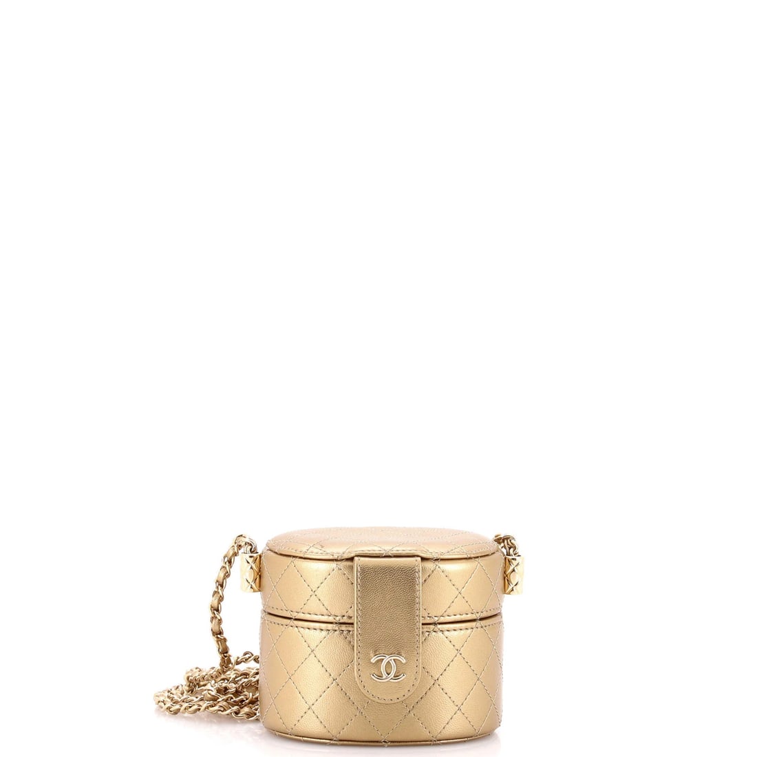 Chanel CC Allure Lambskin Quilted Mini Chain Case Vanity: Chanel CC Allure Lambskin Quilted Mini Chain Case Vanity Gold Lambskin Quilted Mini Cross Body Bag with Chain Detail, Perfect for Adding a Touch of Luxury to Your Everyday Style. This Chanel CC