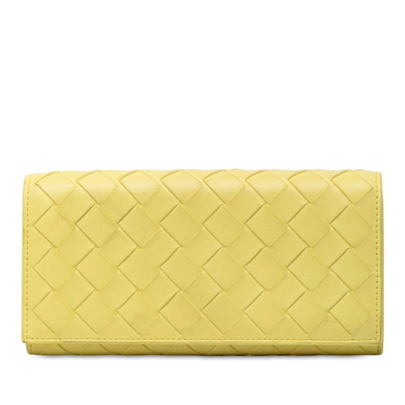 Bottega Veneta Long Wallet (Bi-Fold) Leather: Bottega Veneta Long Wallet (Bi-Fold) Leather Bottega Veneta's long bi-fold wallet is a stylish and functional accessory, characterized by its vibrant yellow leather and sleek design. Measuring 9.5cm