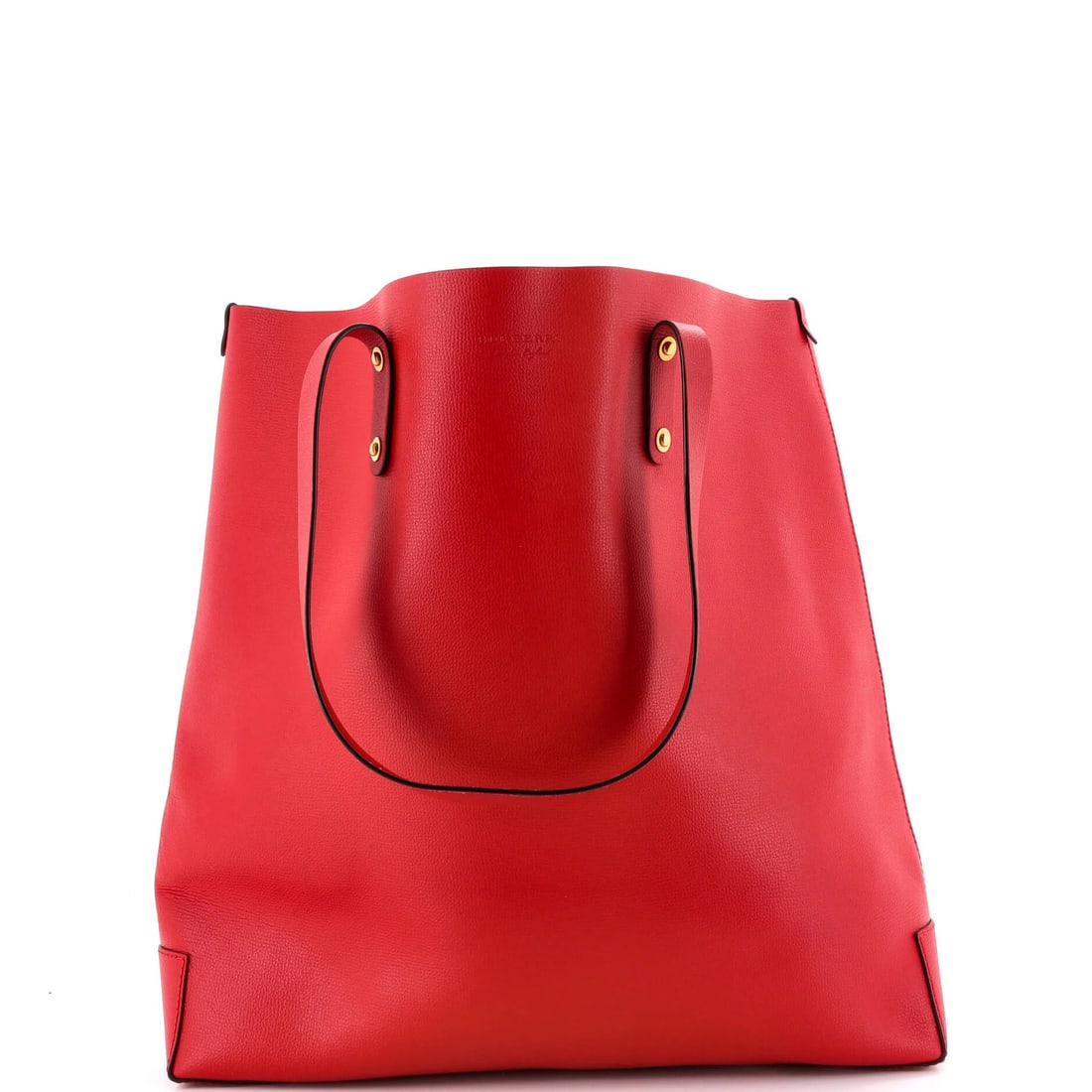 Large Leather Tote Shopping Burberry Crest: Large Leather Tote Shopping Burberry Crest Large Leather Tote with Iconic Burberry Crest in Red. This classic shopping tote from Burberry features a striking red exterior with a gold crest, made from