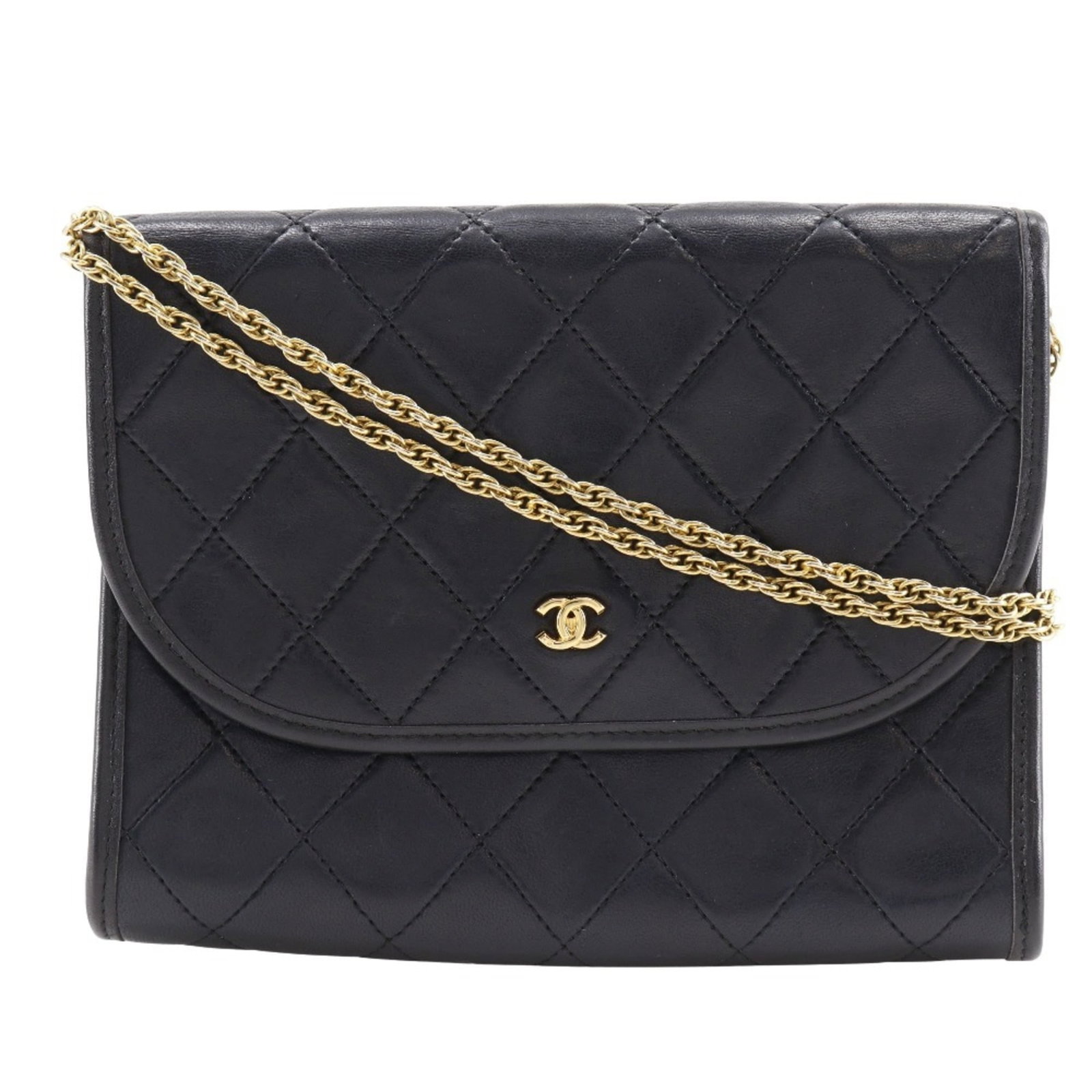 Chanel Pochette Leather Bag Shoulder: Chanel Pochette Leather Bag Shoulder Black lambskin Chanel Pochette Leather Bag Shoulder with a sleek and sophisticated design, featuring a compact size and elegant shape. This luxurious shoulder bag