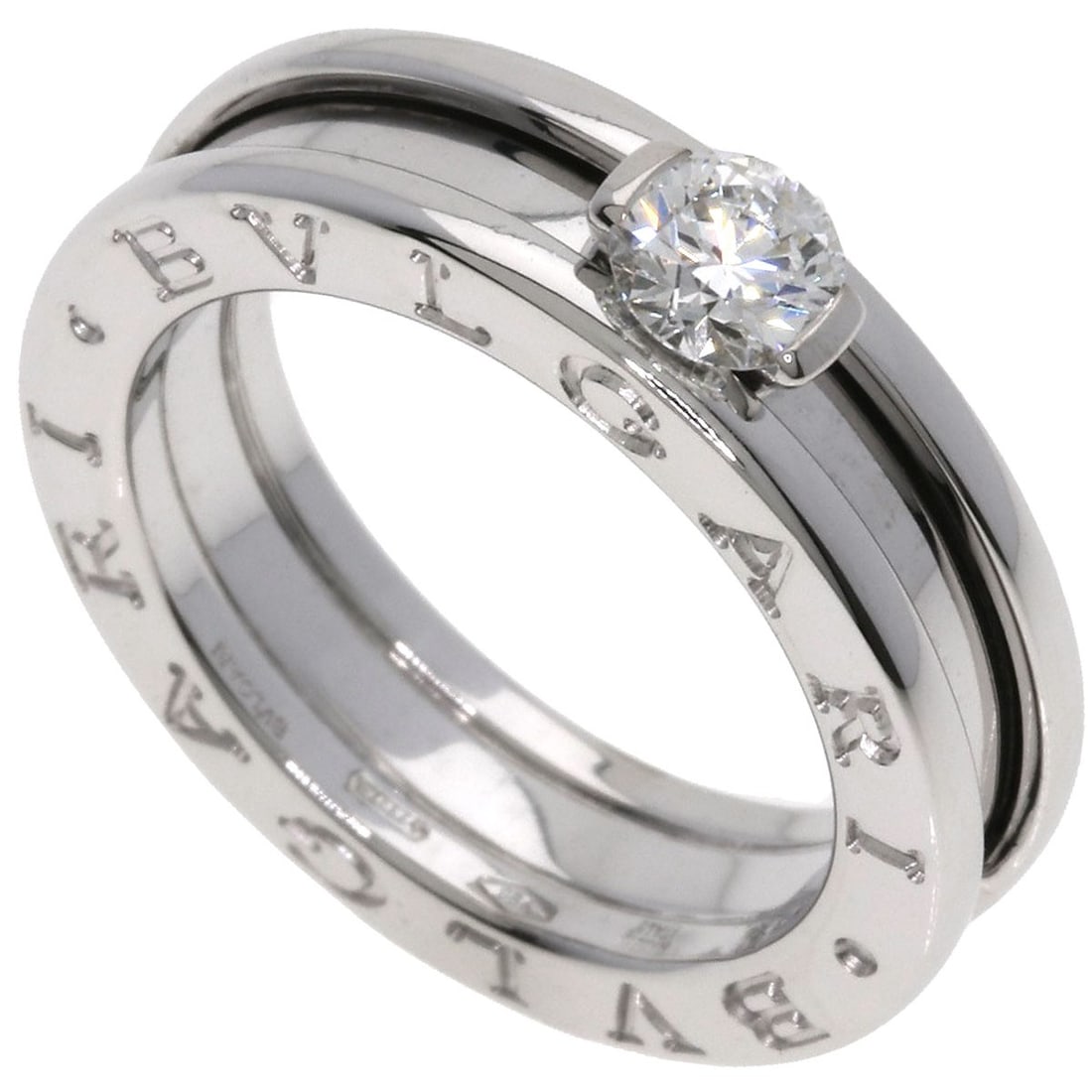 Bvlgari B.Zero1 1 Band Diamond #49 Ring K18 White Gold: Bvlgari B.Zero1 1 Band Diamond #49 Ring K18 White Gold K18 White Gold Ring Featuring a D 0.31ct Diamond, a Signature from BVLGARI, and a Classic B.Zero1 Design. This elegant ring showcases a striking