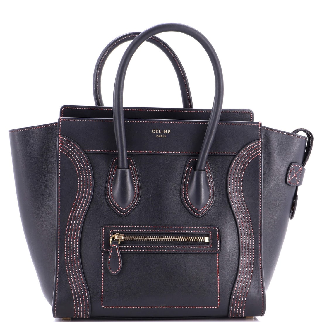 Smooth Leather Micro Celine Bag Luggage: Smooth Leather Micro Celine Bag Luggage Smooth Leather Micro Celine Bag Luggage. This micro Celine bag features smooth leather exterior in black, with a classic totes style and aged gold hardware.