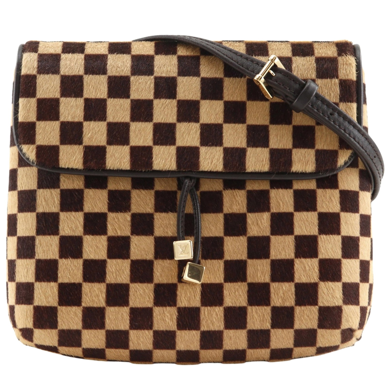 Shoulder Bag by Louis Vuitton: Shoulder Bag by Louis Vuitton The Louis Vuitton shoulder bag boasts a rich brown Damier Sauvage pattern, adding a touch of timeless elegance to any outfit. Measuring 14cm x 16cm x 4.5cm, this compact