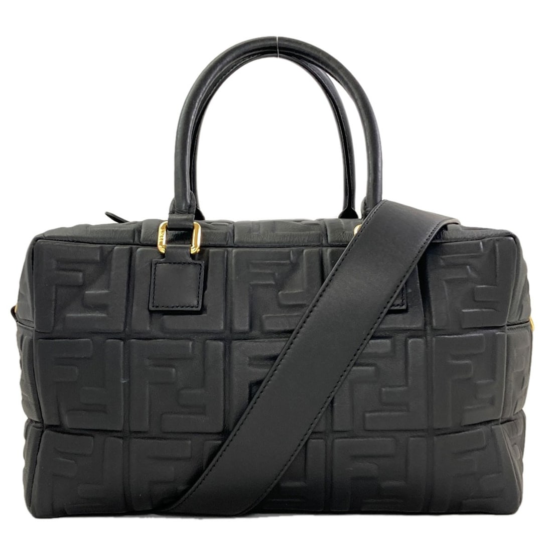 Fendi Zucca Pattern Embossed 2-Way Handbag Calf: Fendi Zucca Pattern Embossed 2-Way Handbag Calf Black Fendi Zucca pattern embossed calf 2-way handbag. The iconic Zucca pattern adds a touch of luxury to this sleek and sophisticated design. Made from