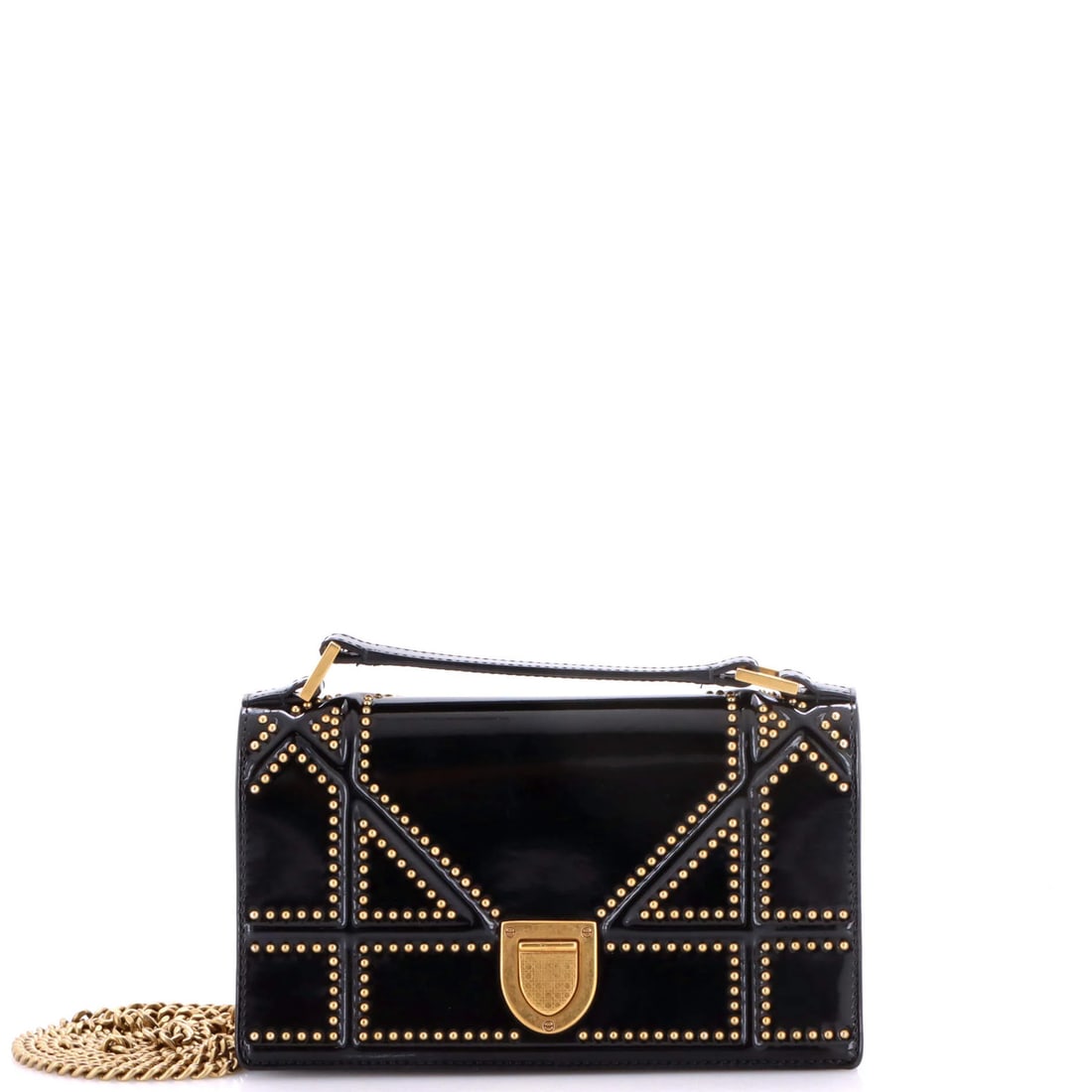 Christian Dior Diorama Chain Flap Clutch Studded Patent (1 of 7)