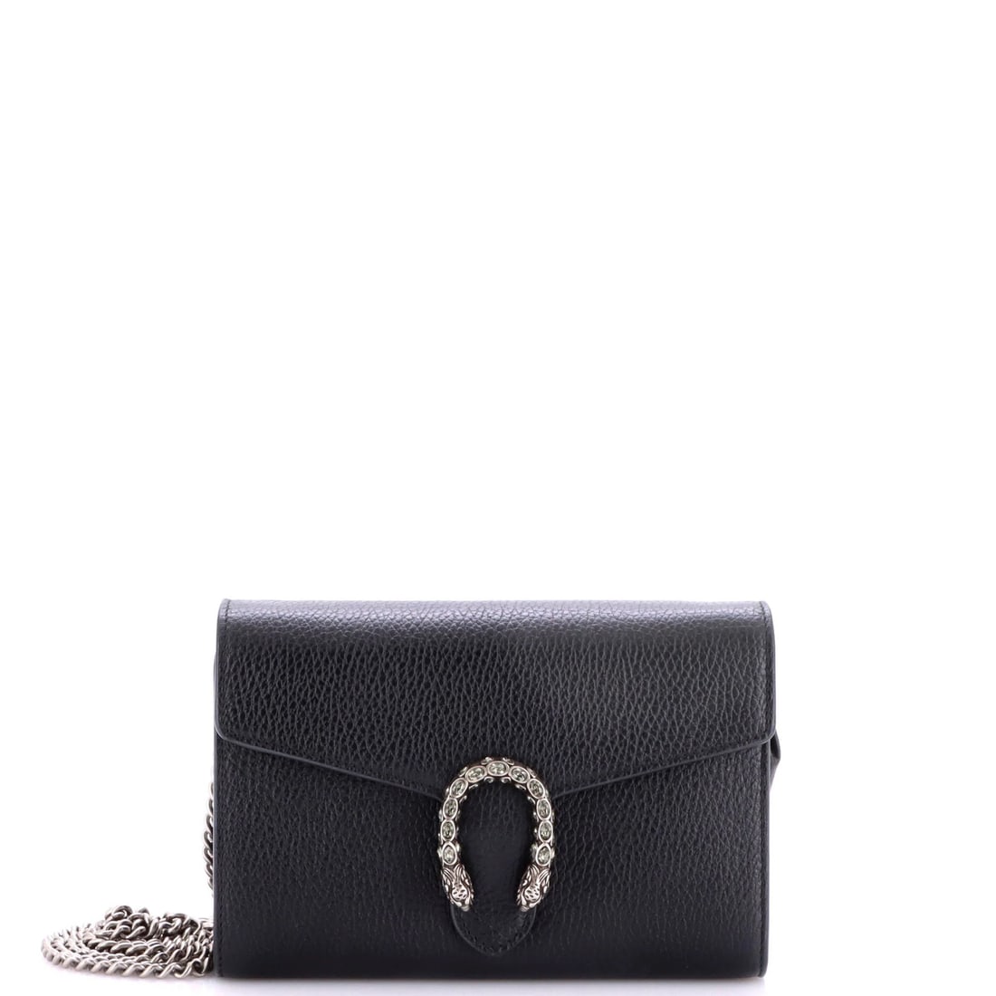 Chain Wallet Leather with Embellished Detail Small Gucci Dionysus: Chain Wallet Leather with Embellished Detail Small Gucci Dionysus Small Gucci Dionysus Chain Wallet Leather with Embellished Detail is a sleek, black leather cross body bag featuring crystal