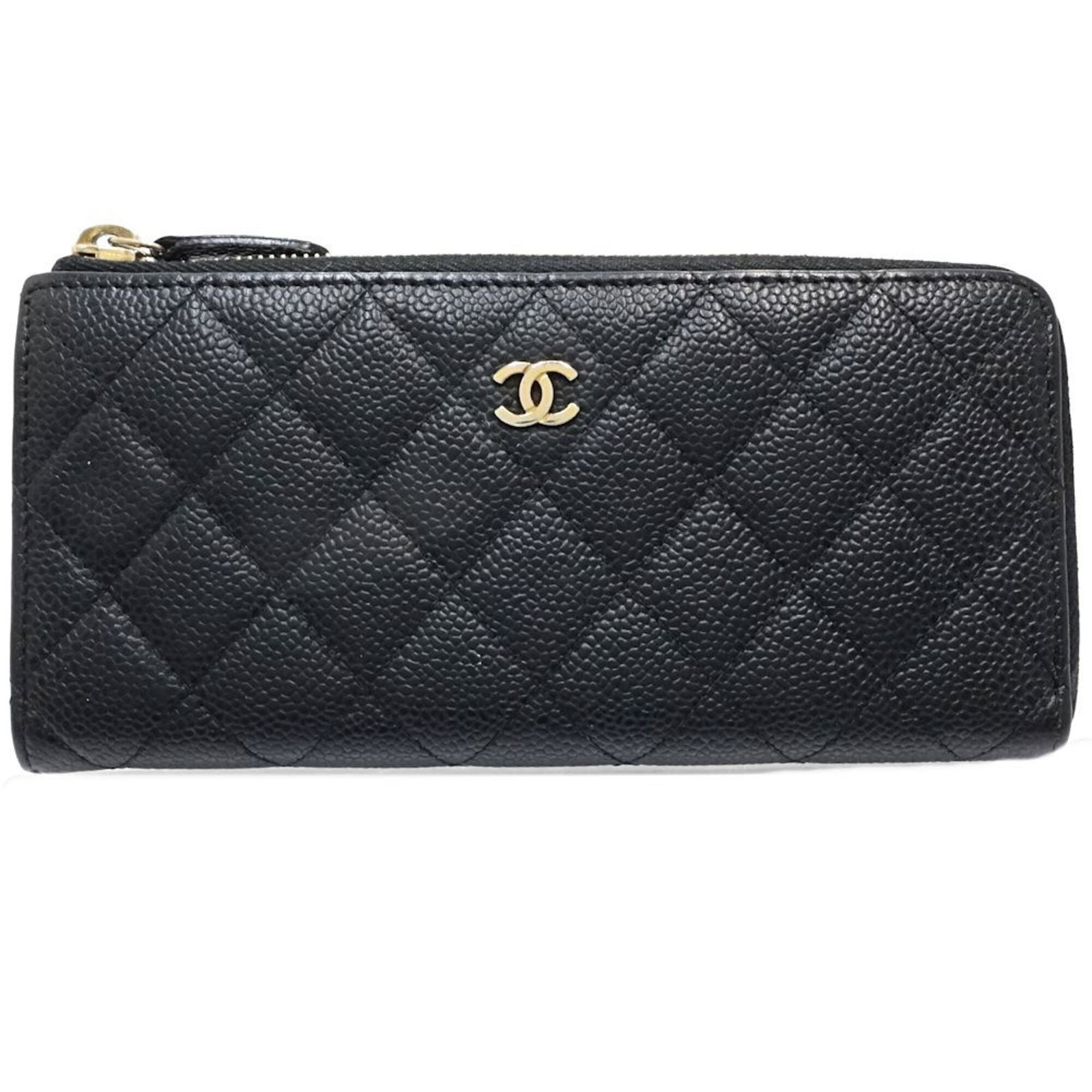 Chanel Long Wallet (Bi-Fold) Grained Calfskin: Chanel Long Wallet (Bi-Fold) Grained Calfskin Black Grained Calfskin Long Wallet with Bi-Fold Design, a classic Chanel accessory made from high-quality material. This elegant wallet features a sleek