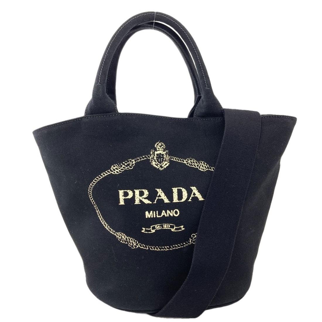 Bag Canvas 1Bg186 Canapa 2Way Tote Prada: Bag Canvas 1Bg186 Canapa 2Way Tote Prada Black canvas tote bag with a 2-way design, made from high-quality canvas material. The Prada brand is known for its classic and timeless designs, and this