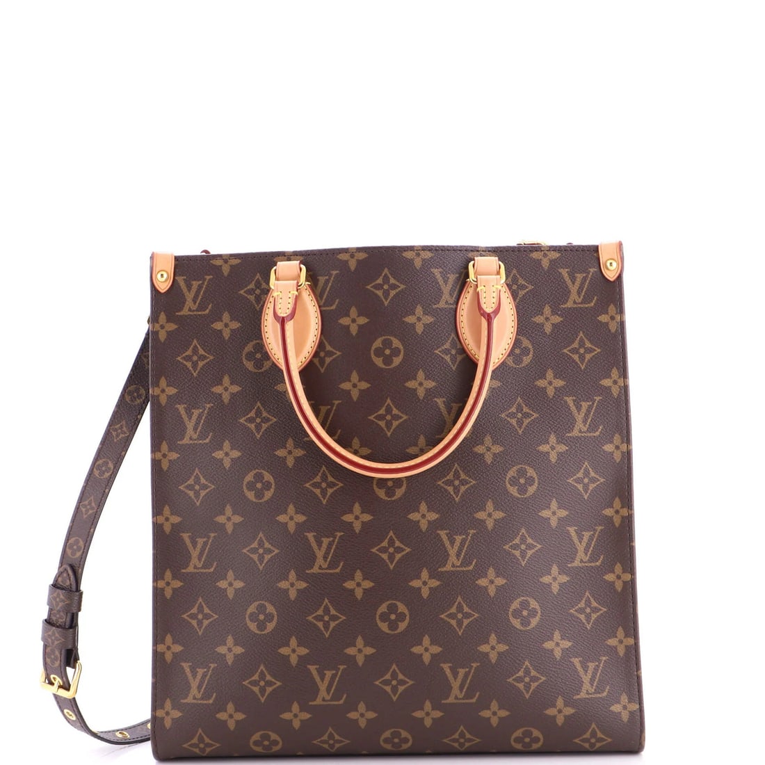 Sac Plat Canvas Monogram Louis Vuitton PM Bag: Sac Plat Canvas Monogram Louis Vuitton PM Bag Sac Plat Canvas Monogram Louis Vuitton PM Bag features a classic design with a brown canvas exterior, complemented by red interior and gold hardware. The