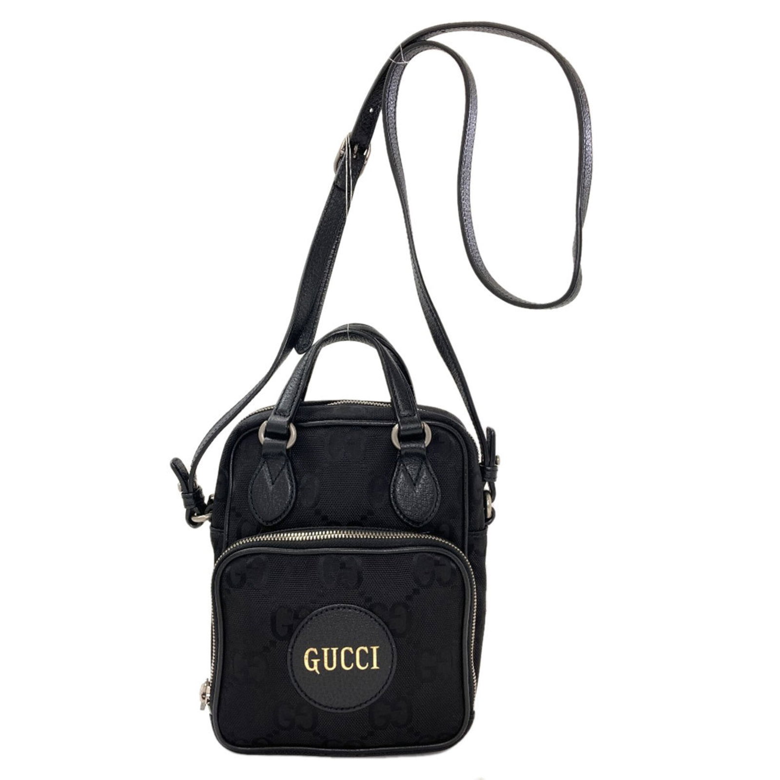 Shoulder Bag Canvas: Shoulder Bag Canvas Black canvas shoulder bag from Gucci, measuring 20cm x 16cm x 9.5cm, with a sleek and modern design. This stylish bag features a canvas material and a compact size, making it