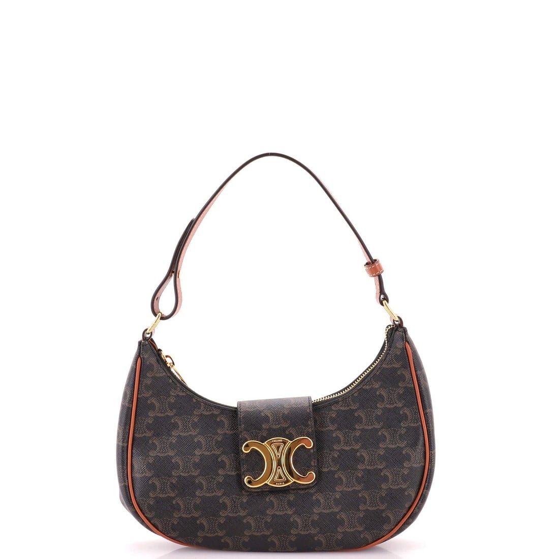 Canvas Coated Triomphe Bag Triomphe Ava Celine: Canvas Coated Triomphe Bag Triomphe Ava Celine Canvas Coated Triomphe Bag Triomphe Ava Celine - A Timeless Brown Shoulder Bag with Distressed Charm.This Celine Triomphe Ava Celine bag boasts a canvas