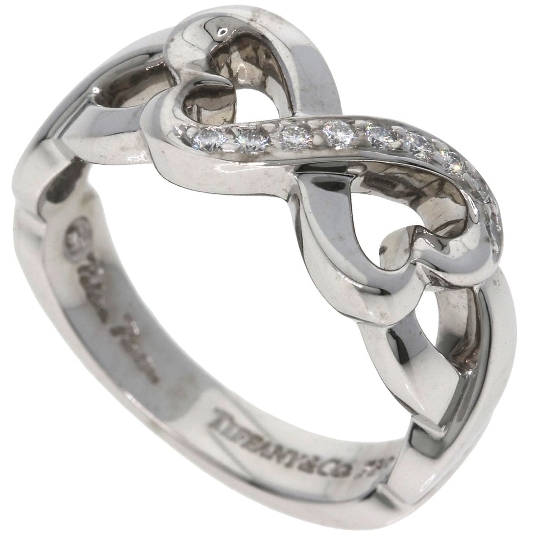 Tiffany&Co. Double Heart Diamond Ring K18 White Gold: Tiffany&Co. Double Heart Diamond Ring K18 White Gold K18 White Gold Double Heart Diamond Ring, a stunning piece from Tiffany&Co., showcases a silver metal K18 white gold construction and a main