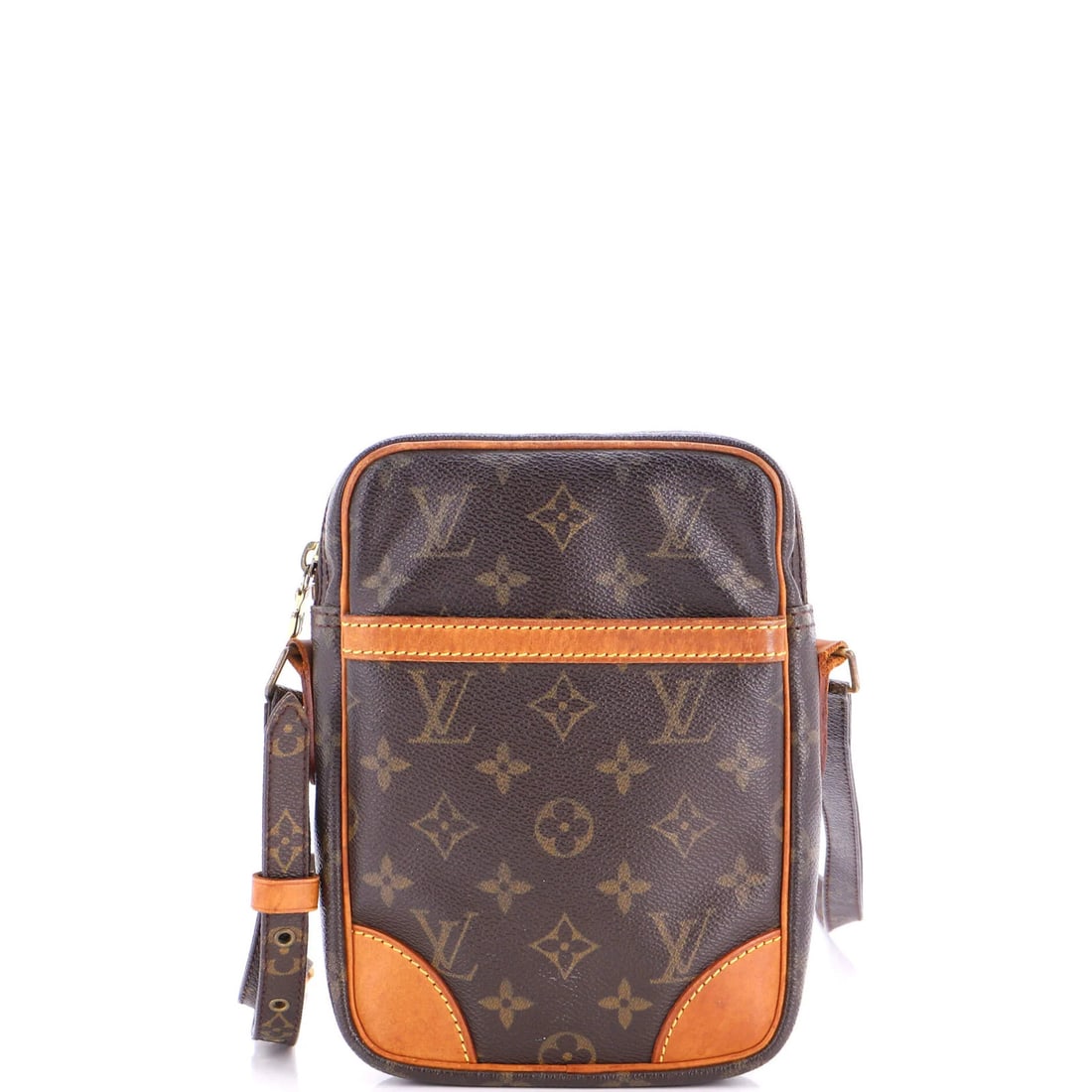 Canvas Monogram Handbag Danube Louis Vuitton: Canvas Monogram Handbag Danube Louis Vuitton Canvas Monogram Handbag Danube Louis Vuitton features a classic brown canvas exterior with heavy cracking on leather trims and throughout, as well as