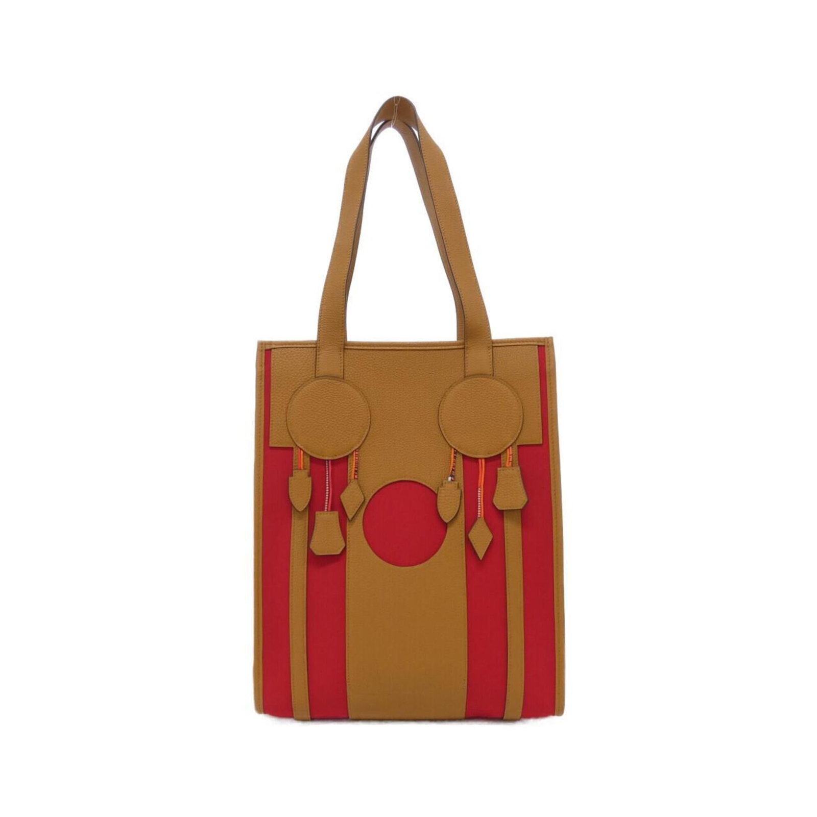 Canvas Togo Leather Handbag Hermes: Canvas Togo Leather Handbag Hermes Canvas Togo Leather Handbag by Hermes - A timeless and elegant accessory, this handbag boasts a striking beige brown and red color combination, crafted from