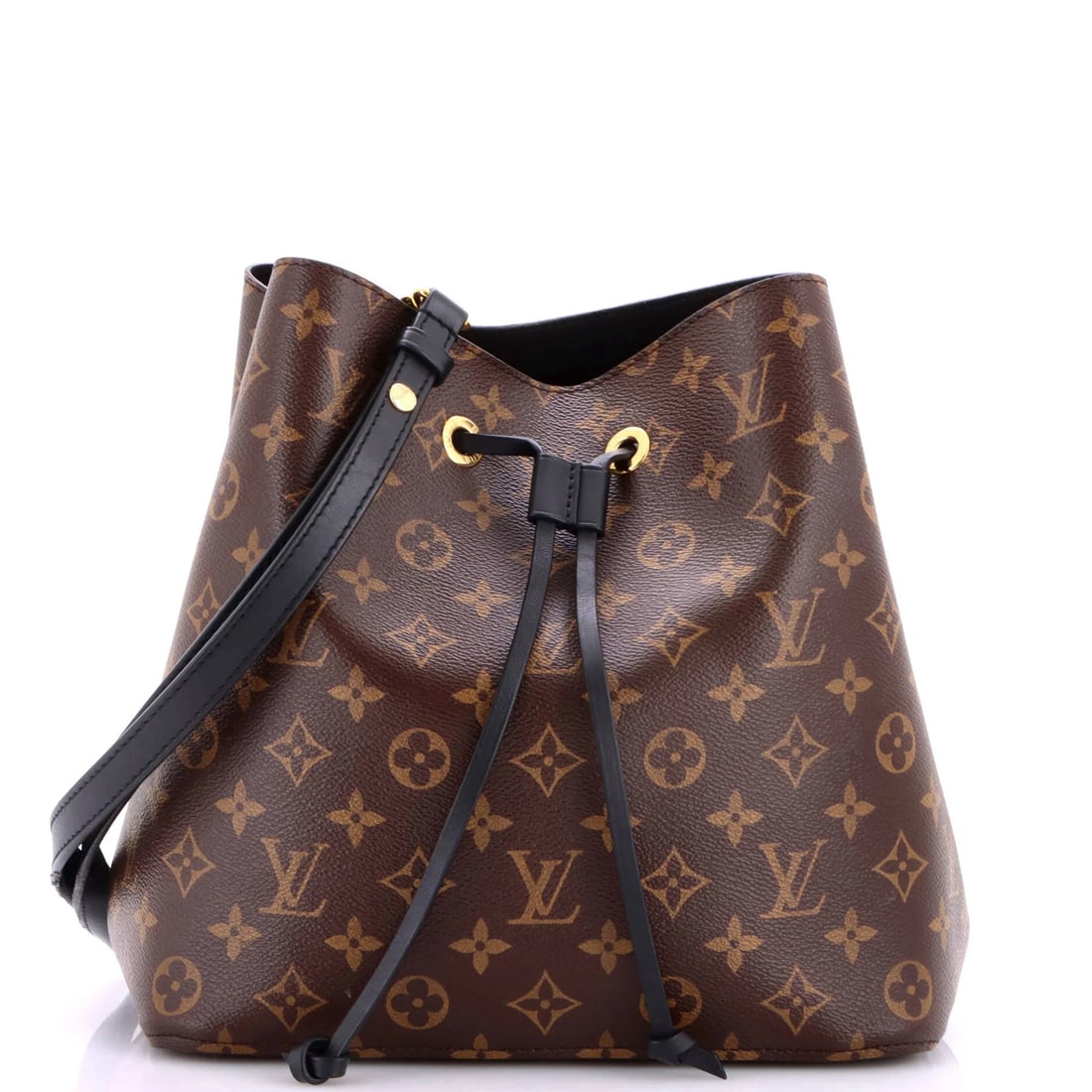 Louis Vuitton NeoNoe Handbag Monogram Canvas with Leather MM: Louis Vuitton NeoNoe Handbag Monogram Canvas with Leather MM Brown Louis Vuitton NeoNoe Handbag Monogram Canvas with Leather MM features a canvas exterior with heavy cracking and minor creases, and a