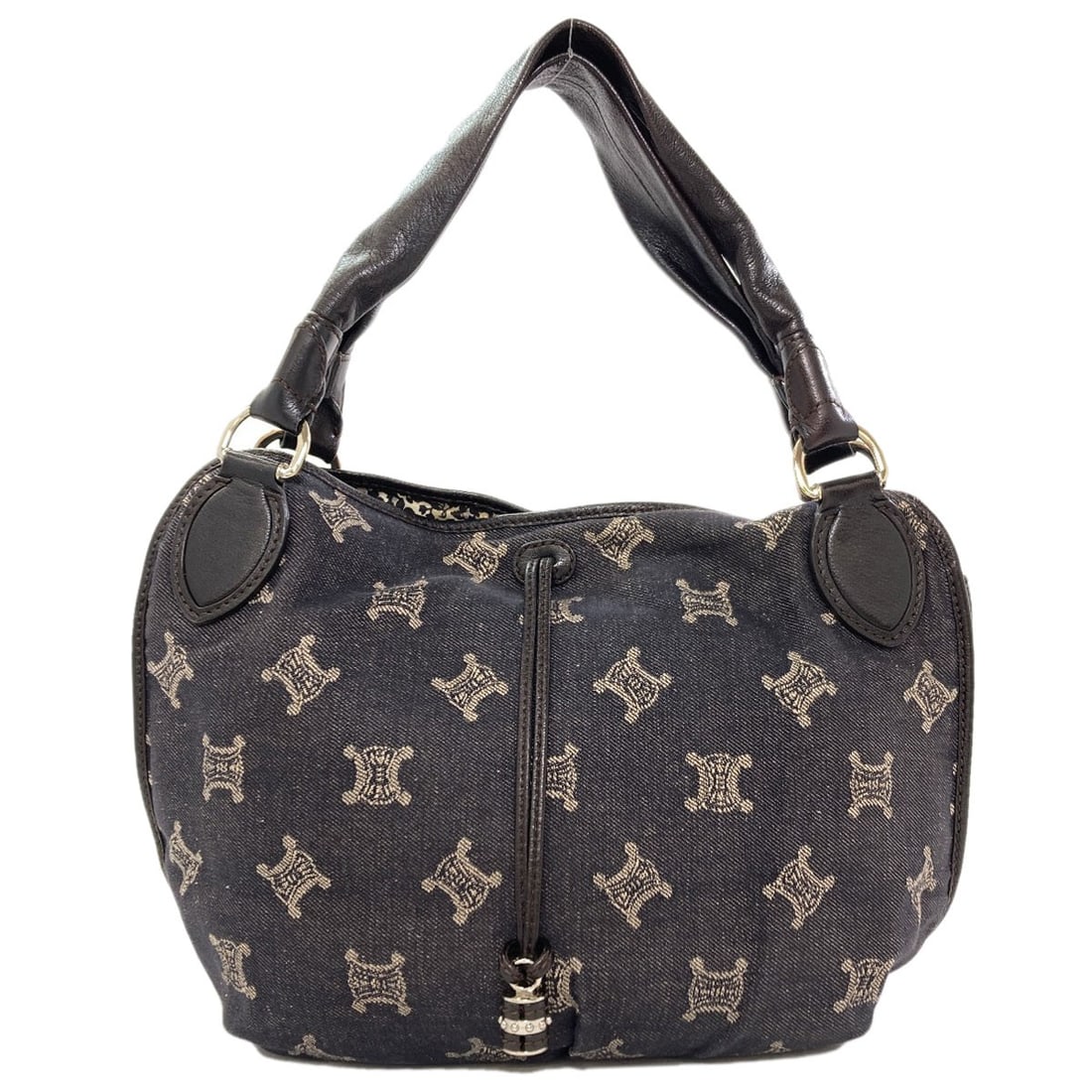 Macadam Pattern Handbag Denim Celine: Macadam Pattern Handbag Denim Celine Black denim Celine handbag with a distinctive macadam pattern. Made from durable denim, this stylish bag features a classic design. Item Specifics: Brand: CELINE